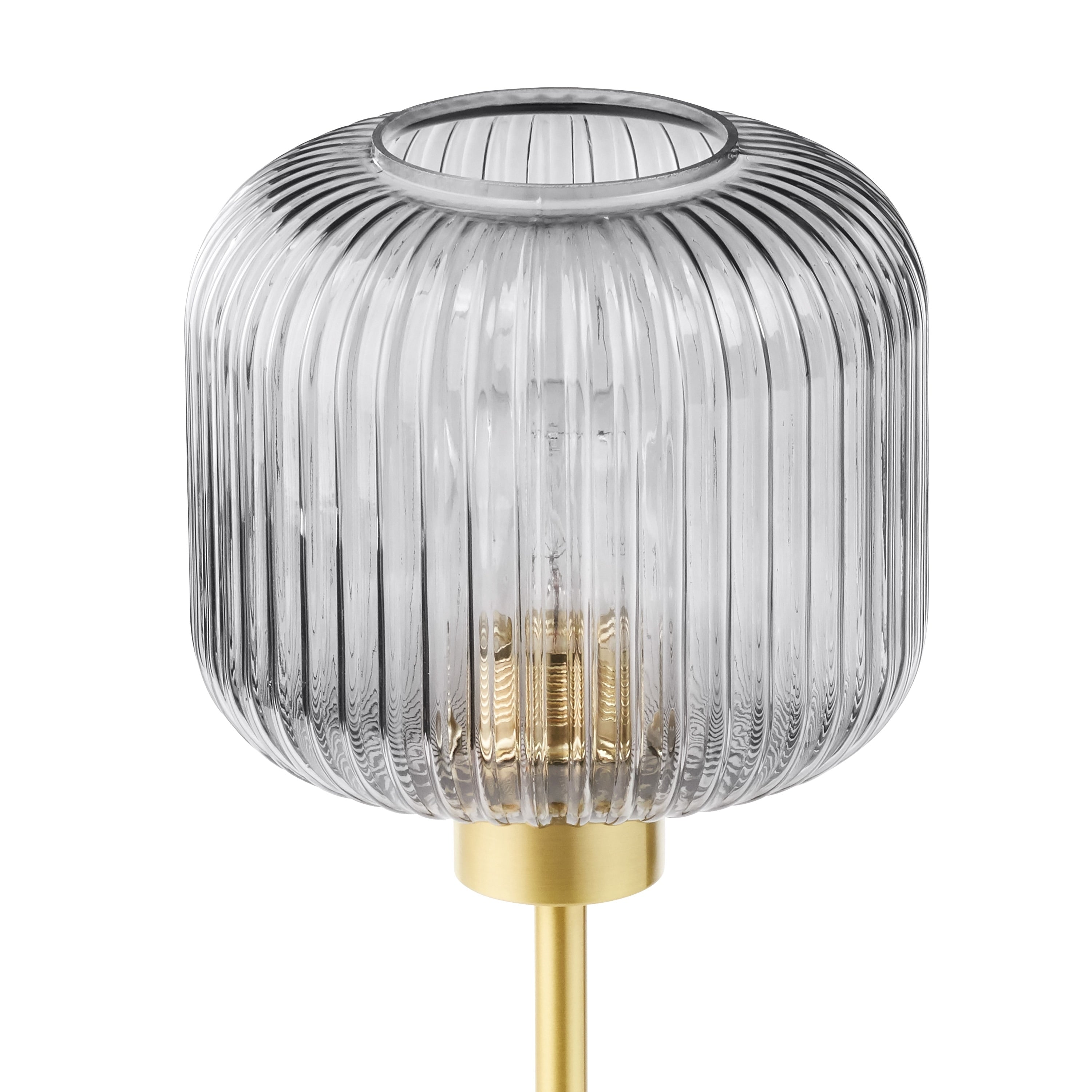 Rowan River of Goods 21.25-Inch Brushed Gold Metal Table Lamp with Glass Shade