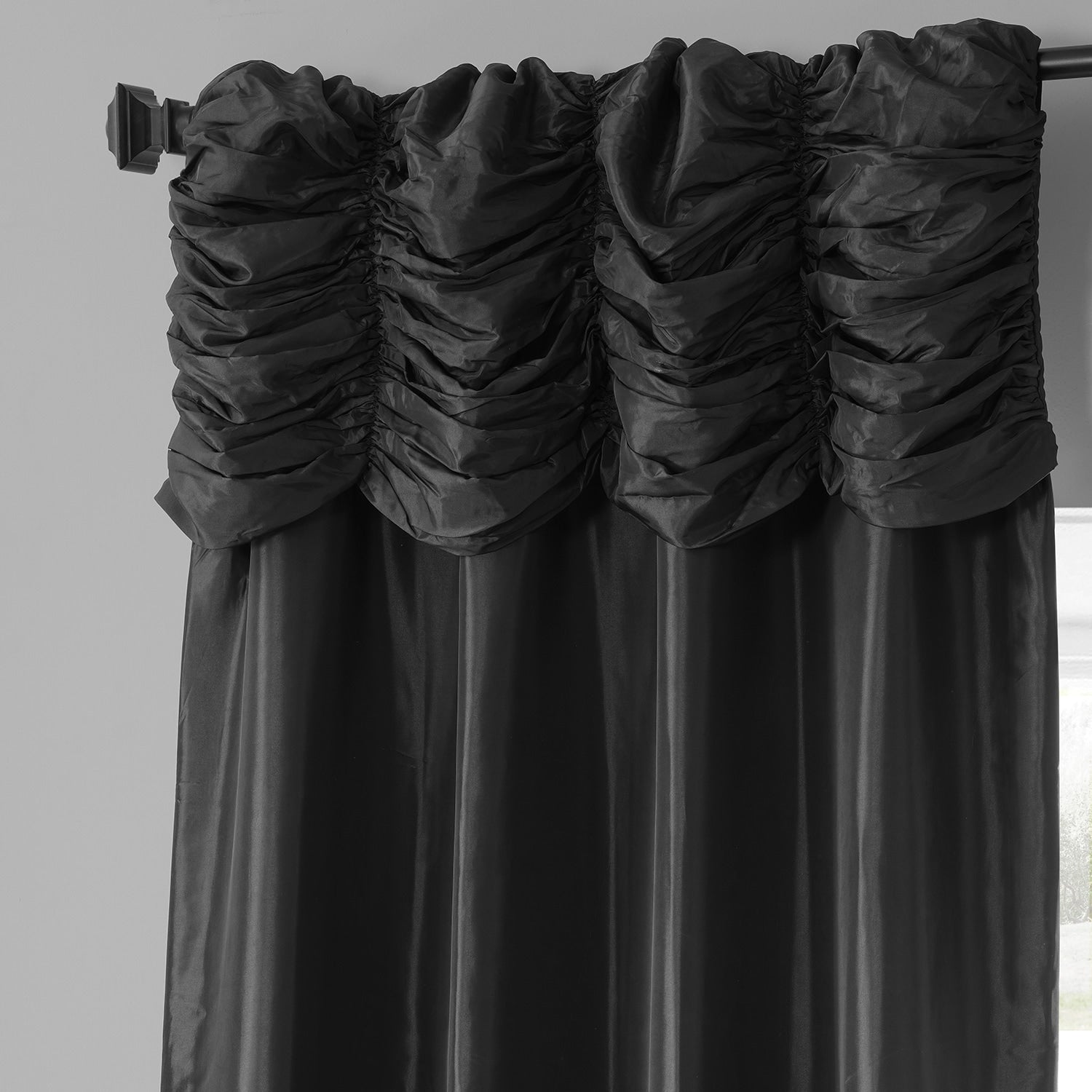 Exclusive Fabrics Single Ruched Faux Solid Taffeta Curtain (1 Panel)