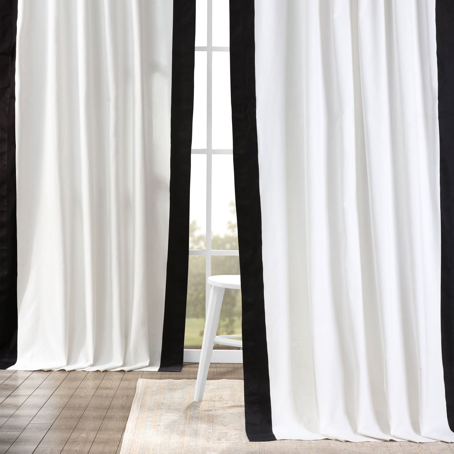 Exclusive Fabrics Urban Borders Vertical Colorblock Panama Cotton Curtain (1 Panel)