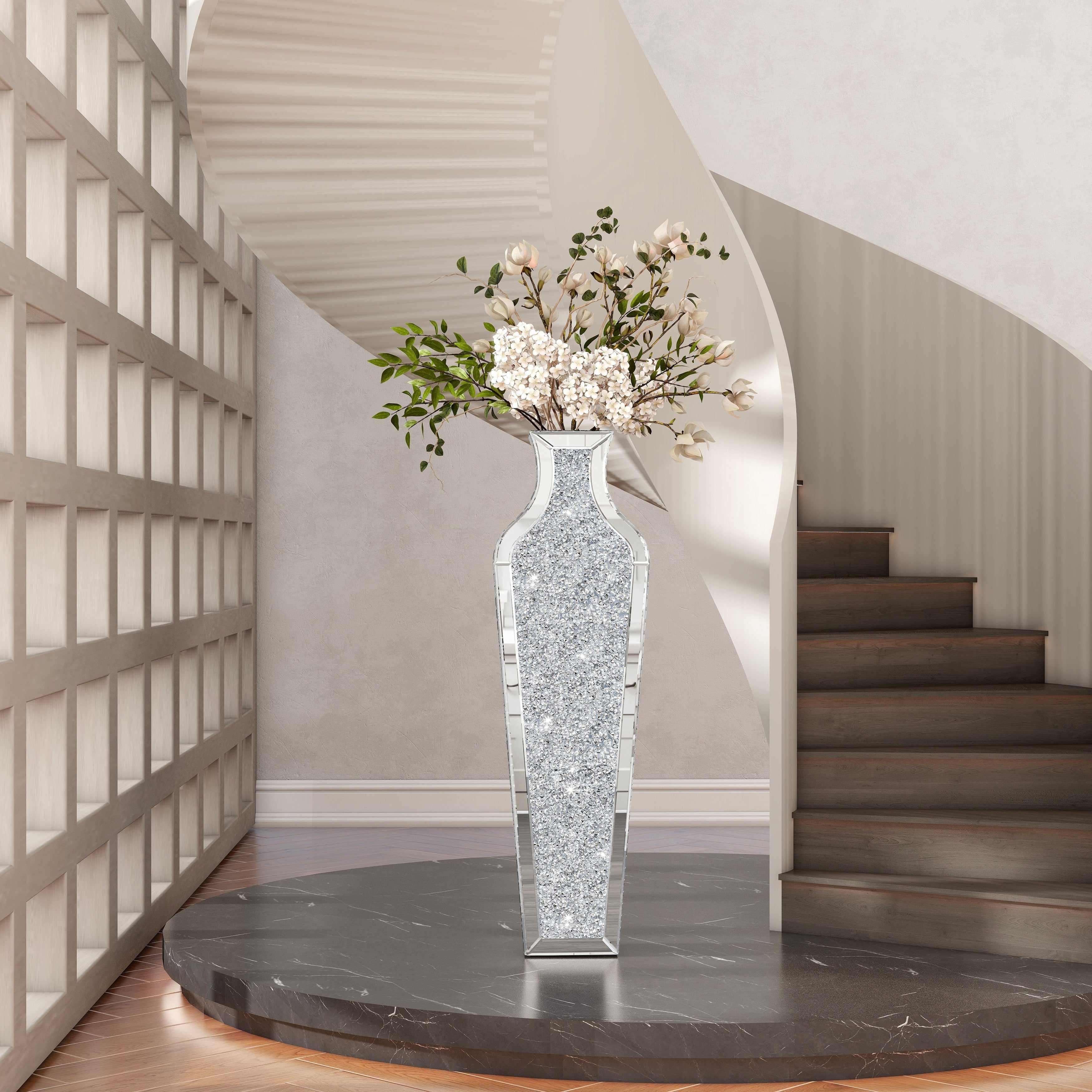 Tall Crushed Diamond Floor Vase