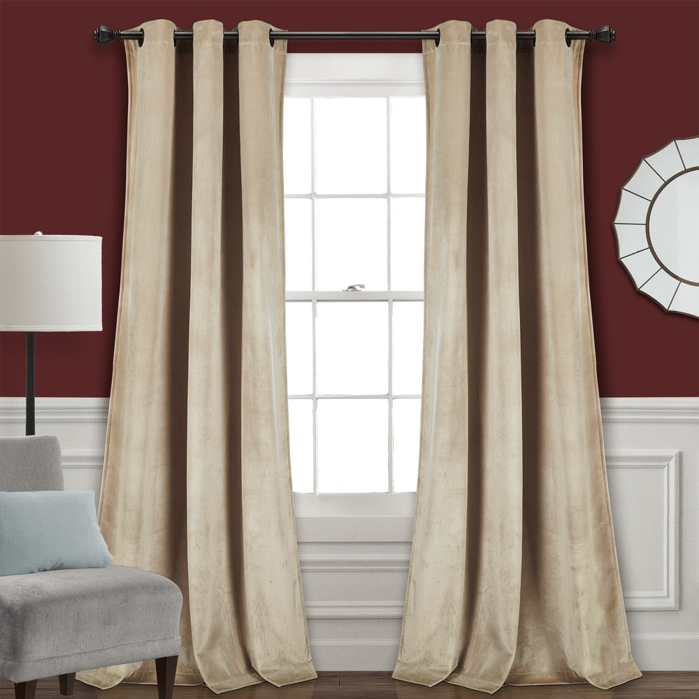 Porch & Den Lapeyrous Velvet Solid Room Darkening Window Curtain Panel Set