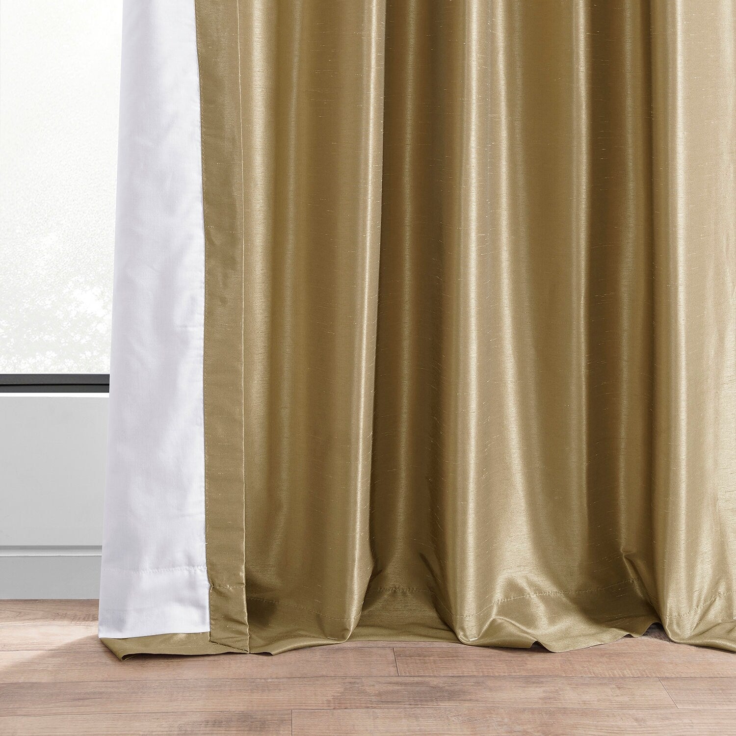 Exclusive Fabric Flax Gold Textured Silk Single Curtain (1 Panel)