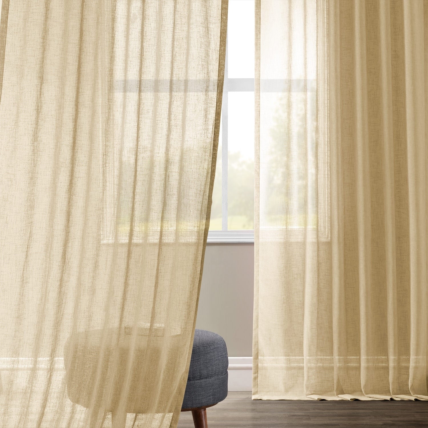 Exclusive Fabrics Solid Faux Linen Sheer Curtain (1 Panel)