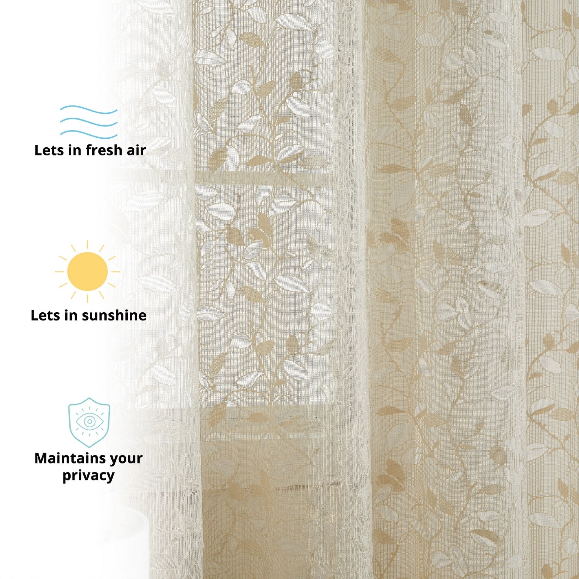 HLC.me Joyce Floral Decorative Semi Sheer Light Filtering Grommet Window Treatment Curtain Panels - Set of 2 Panels