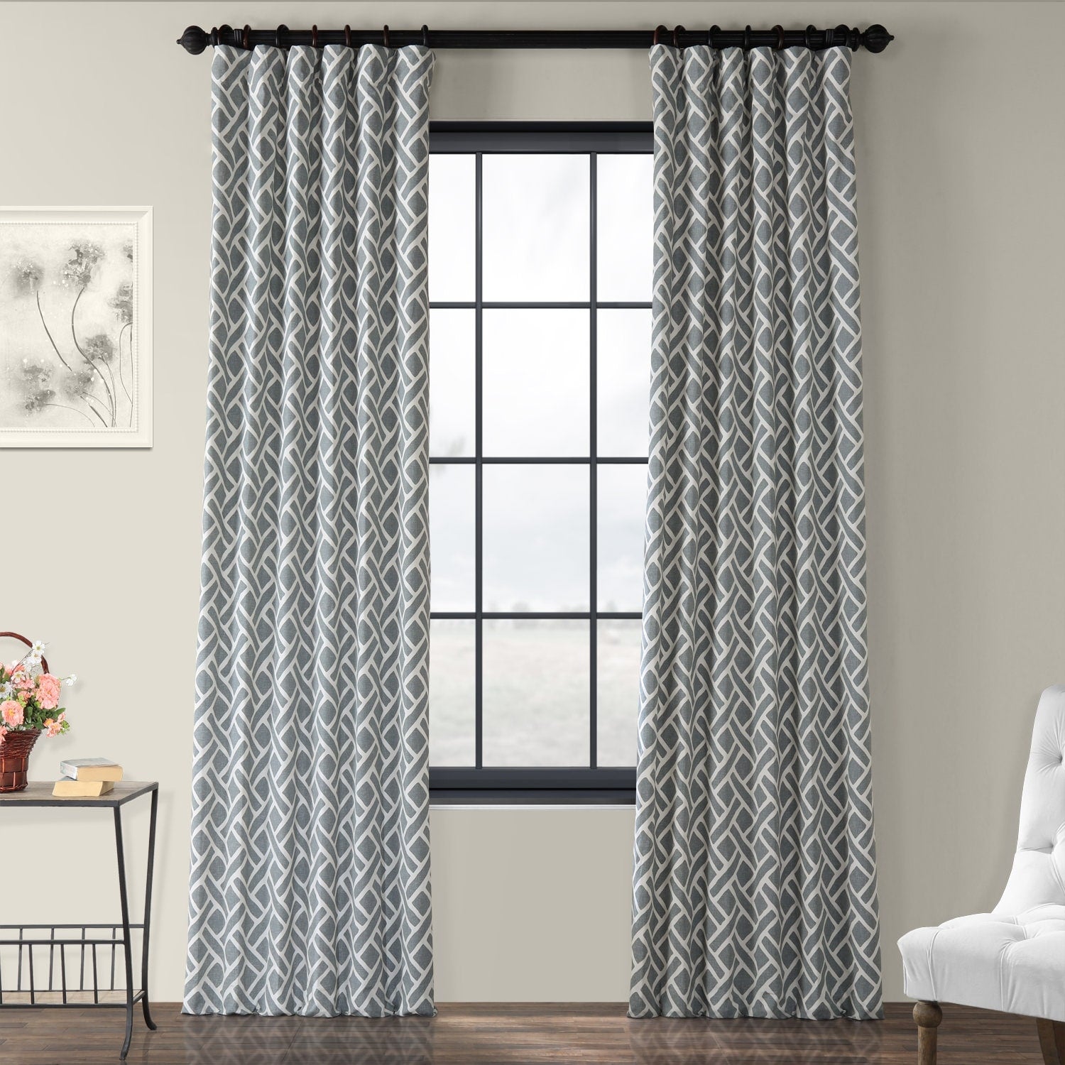 Exclusive Fabrics Martinique Geo Contemporary Cotton Room Darkening Curtain (1 Panel)