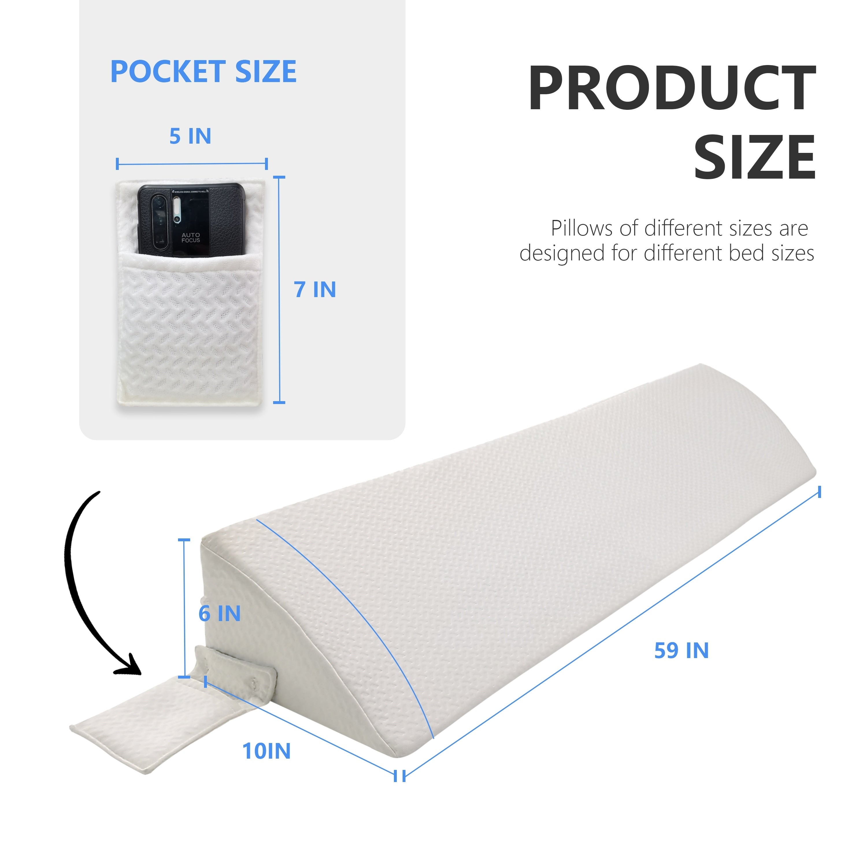 WOWMAX Bed Wedge Pillow for Headboard Gap, Bed Gap Filler, Mattress Gap Filler