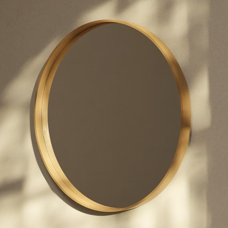 Classic Wooden Frame Farmhouse Round Wall Mirror