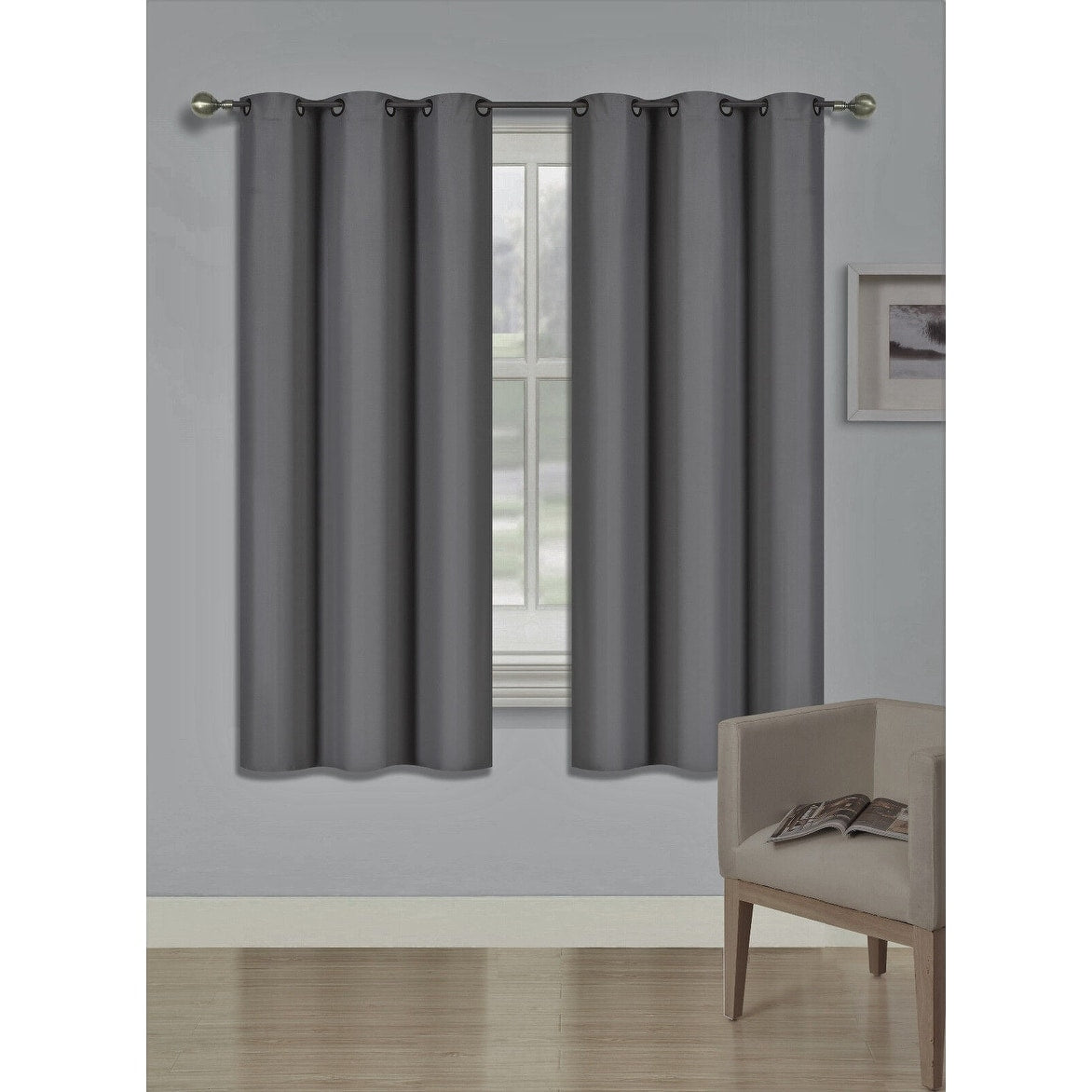 2 Pcs 63 Inch Heavy Insulated Blackout Curtain Panels