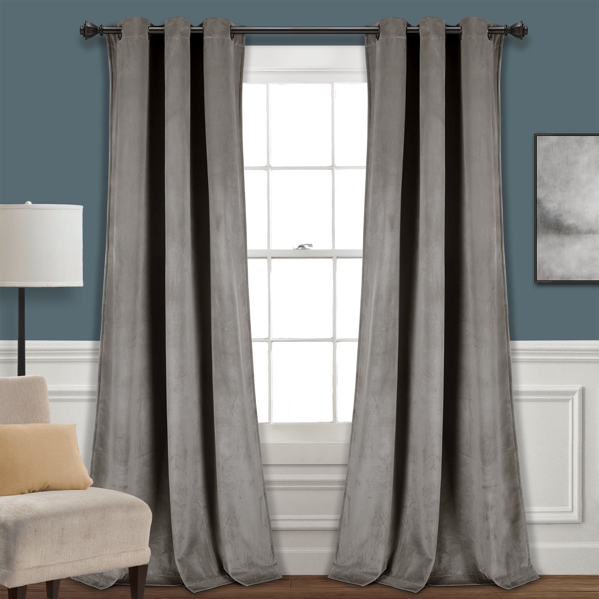 Porch & Den Lapeyrous Velvet Solid Room Darkening Window Curtain Panel Set