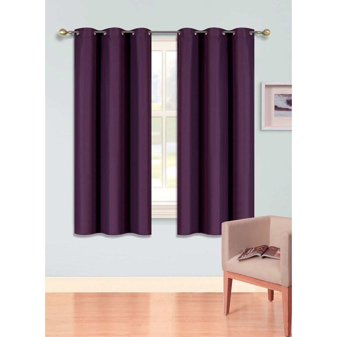 2 Pcs 63 Inch Heavy Insulated Blackout Curtain Panels