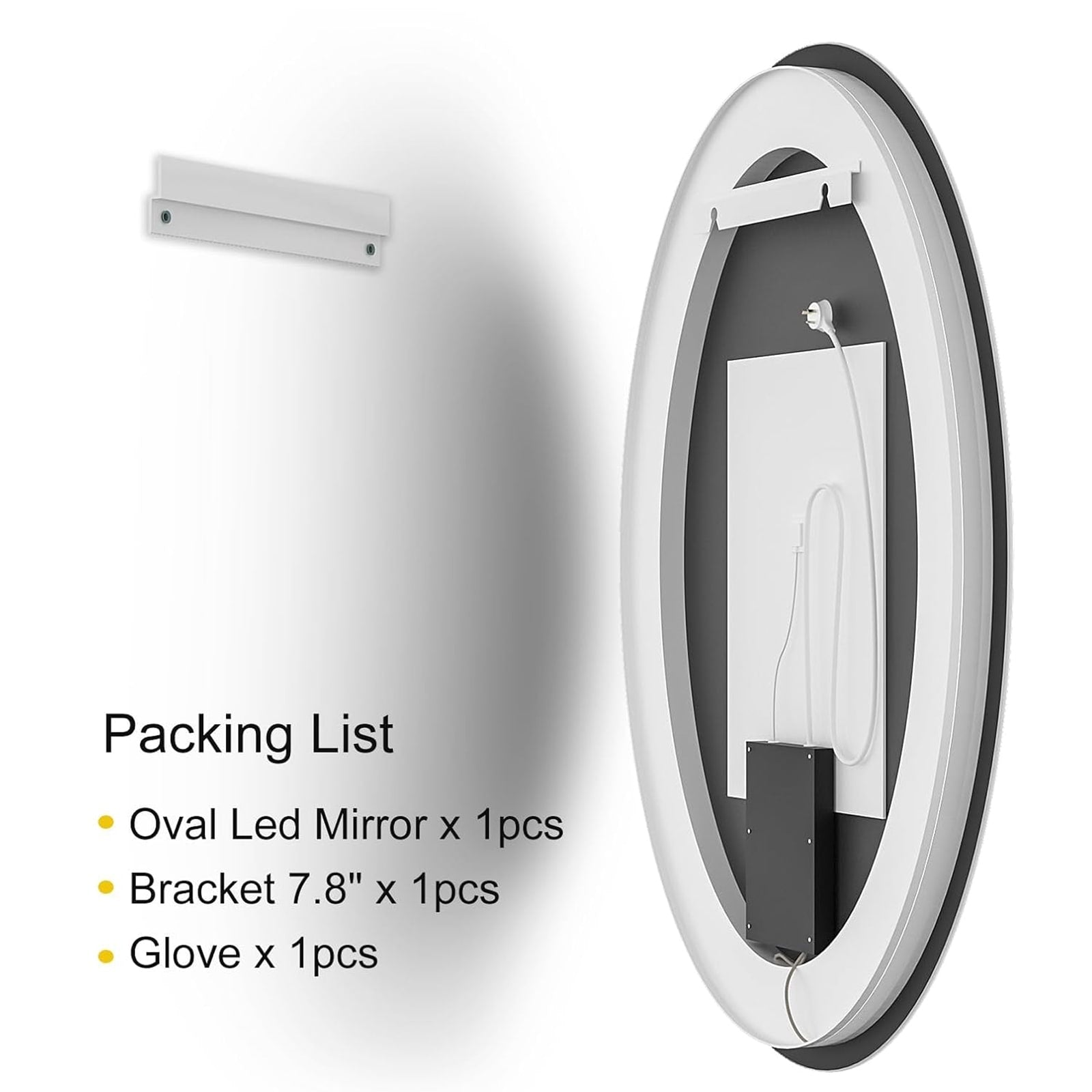 Apmir LED Backlit Bathroom Vanity Mirror Wall Mounted Anti-Fog Oval Touch