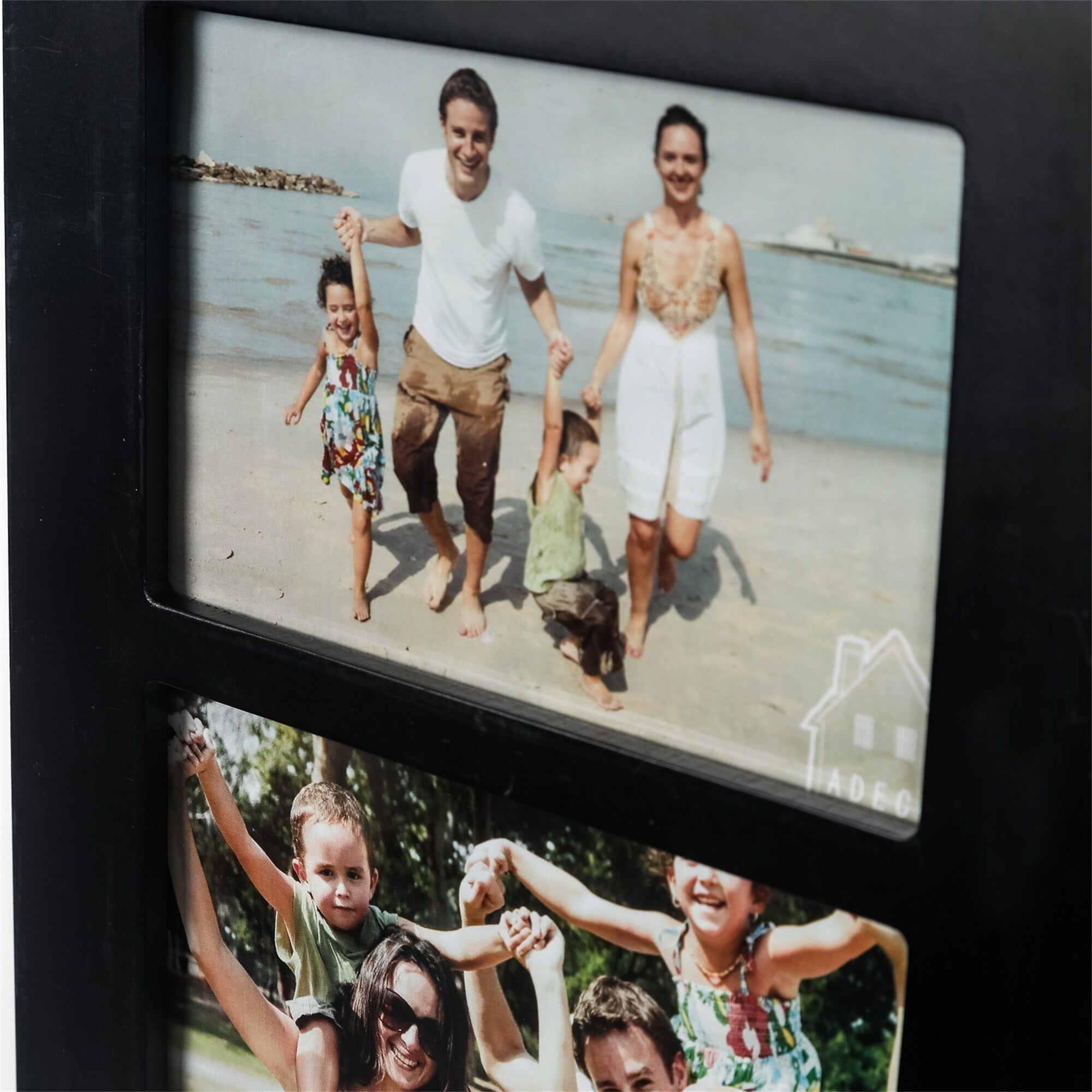 Adeco Black Wood Hanging Divided 4 x 6-inch Photo Frame with 7 Openings