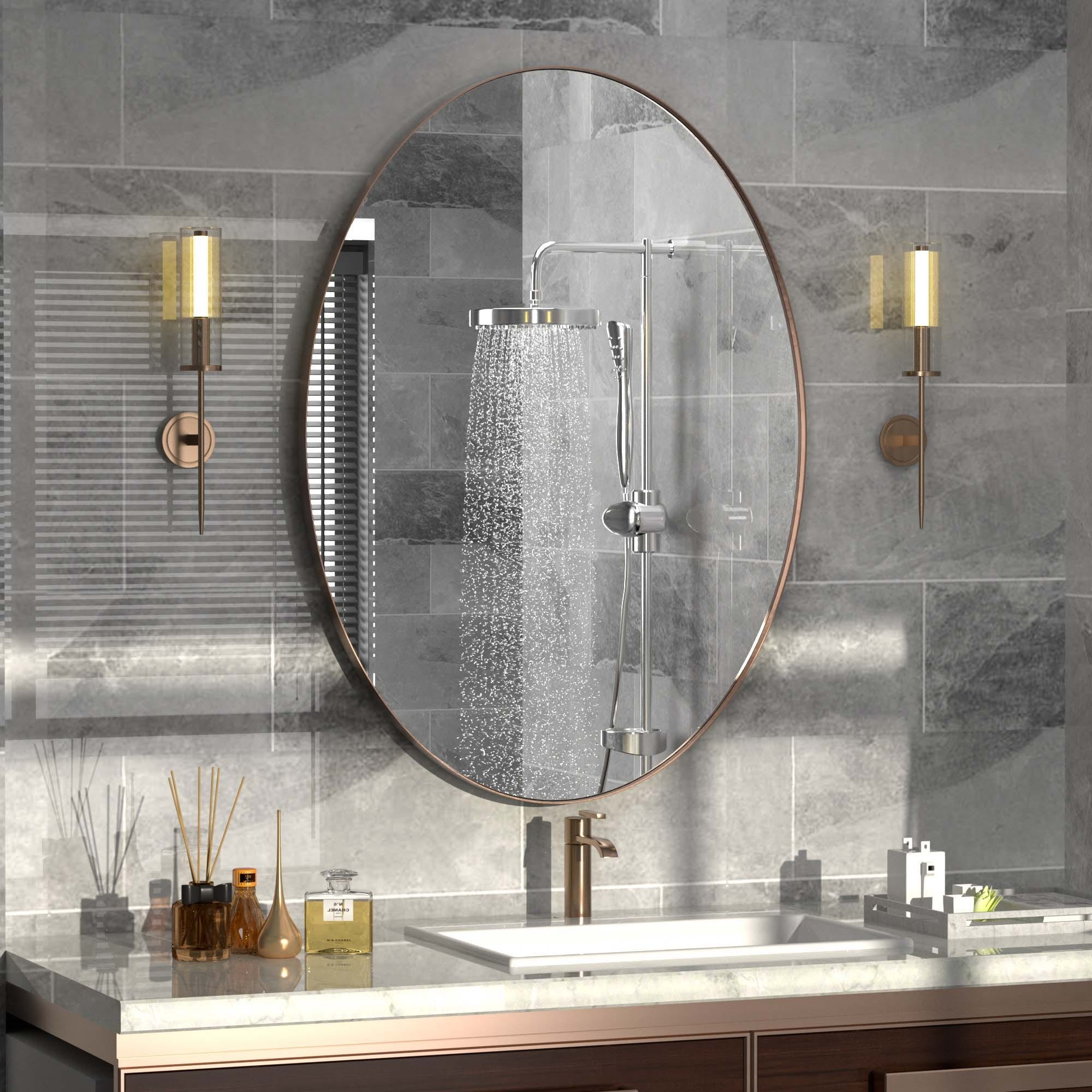 Wall Mirror Bathroom Mirror with Stainless Steel Frame (1 Piece)