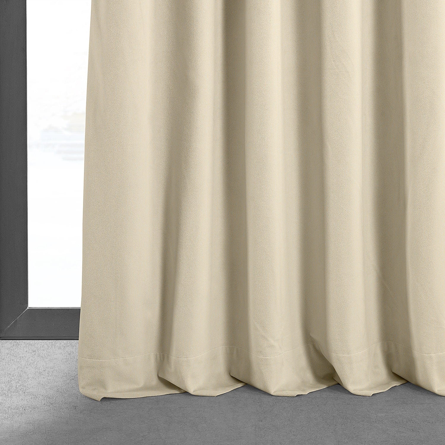 Exclusive Fabrics Signature Light Beige Velvet Curtain (1 Panel)