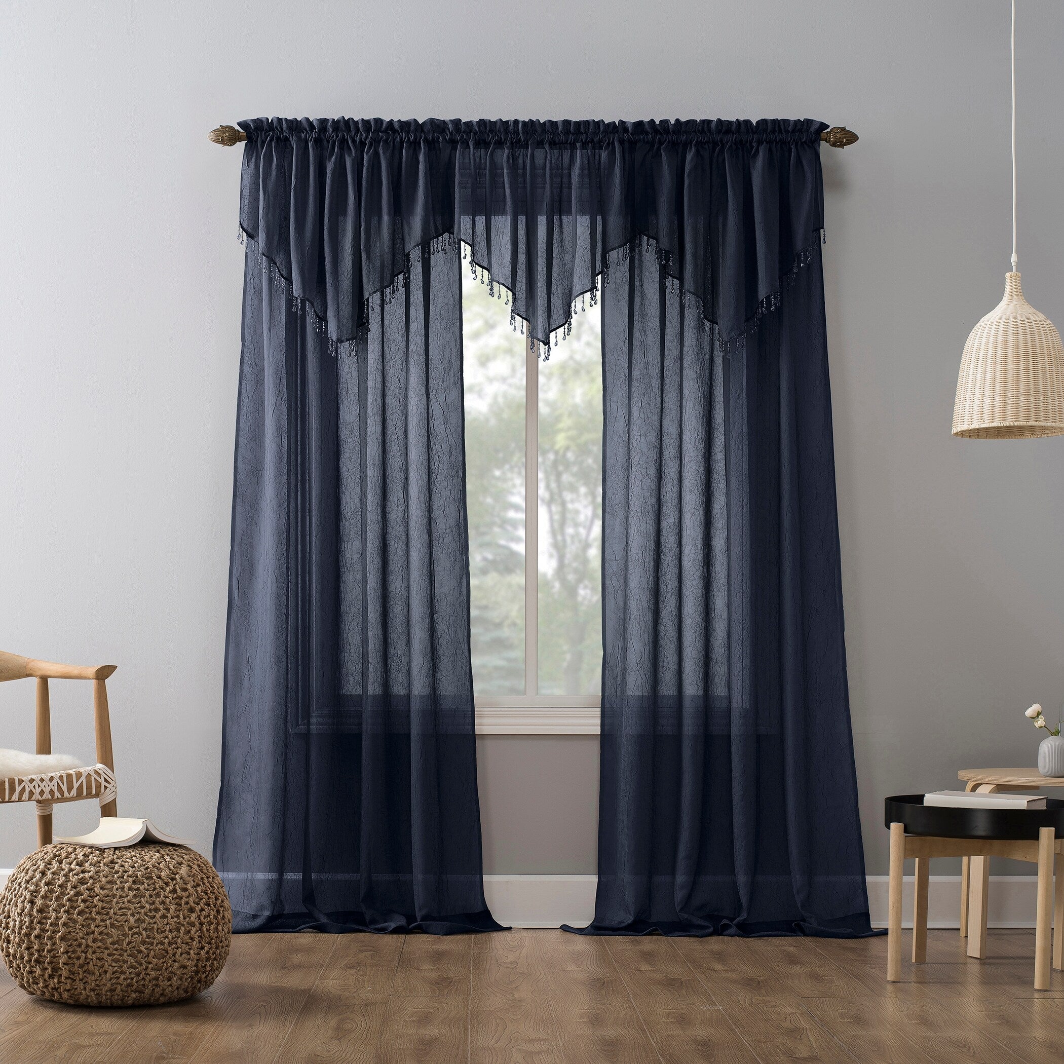 No. 918 Erica Crushed Voile Sheer Rod Pocket 1-Piece Curtain Panel, Single Panel