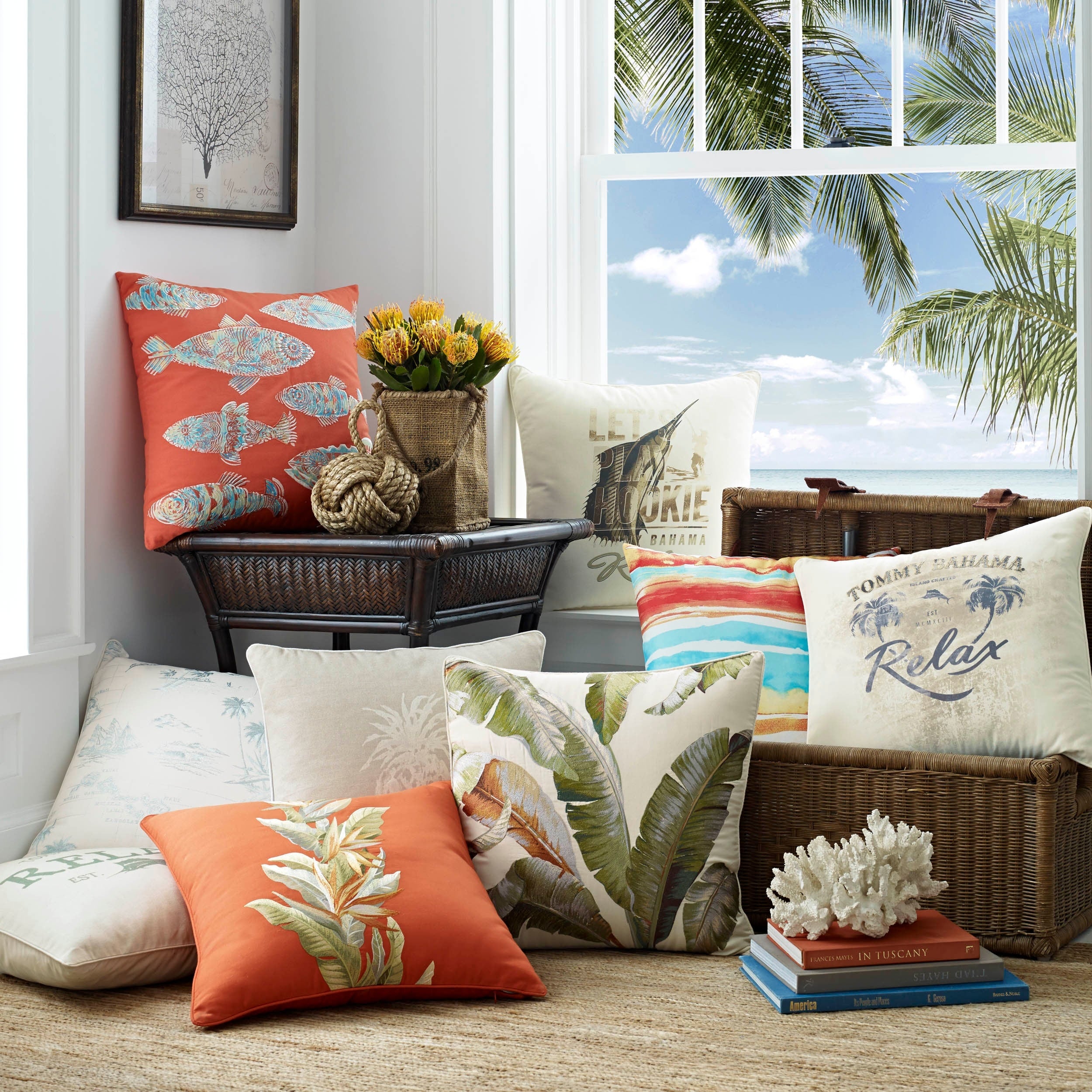 Tommy Bahama Birds of Paradise Spice Cotton Throw Pillow