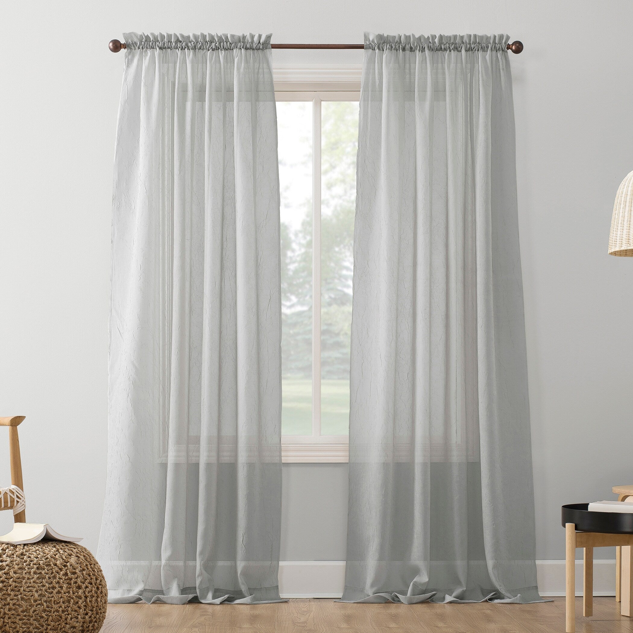 No. 918 Erica Crushed Voile Sheer Rod Pocket 1-Piece Curtain Panel, Single Panel