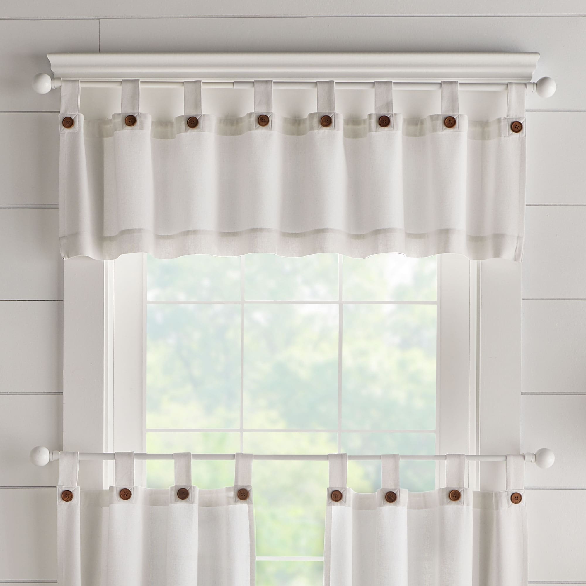 Tucker Solid Button Window Kitchen Curtain Valance