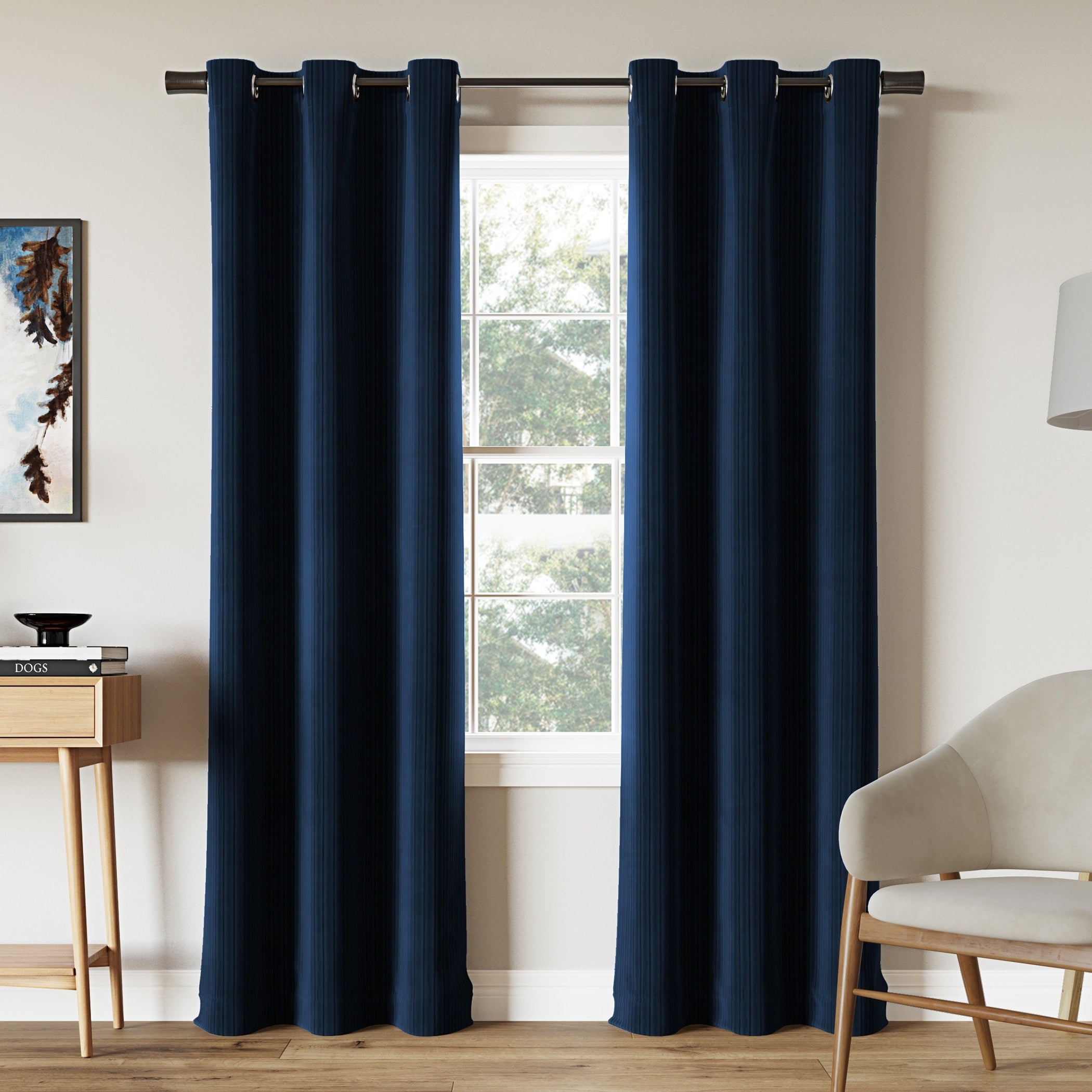 Sun Zero Cascade Pleated Velvet Blackout Grommet 1-Piece Curtain Panel, Single Panel