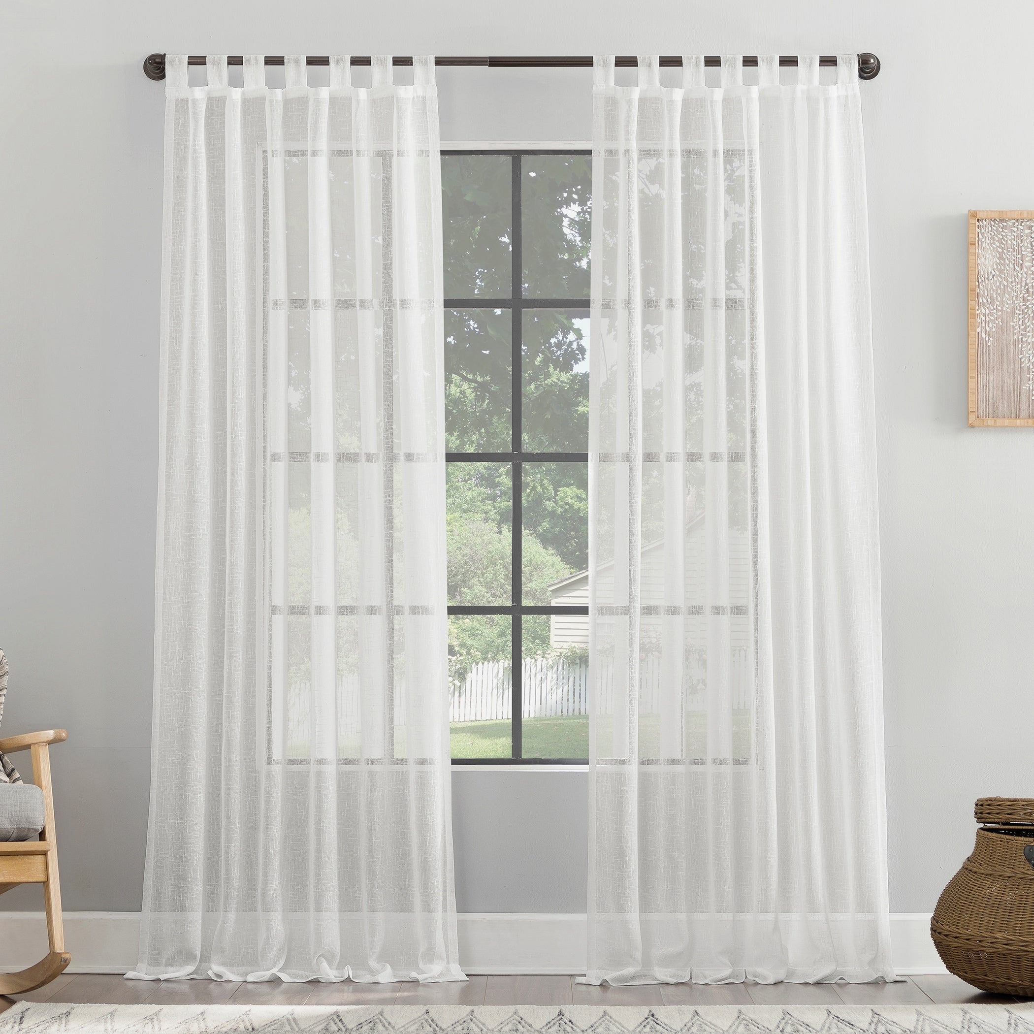 Archaeo Burlap Weave Linen Blend Tab Top Curtain, Single Panel