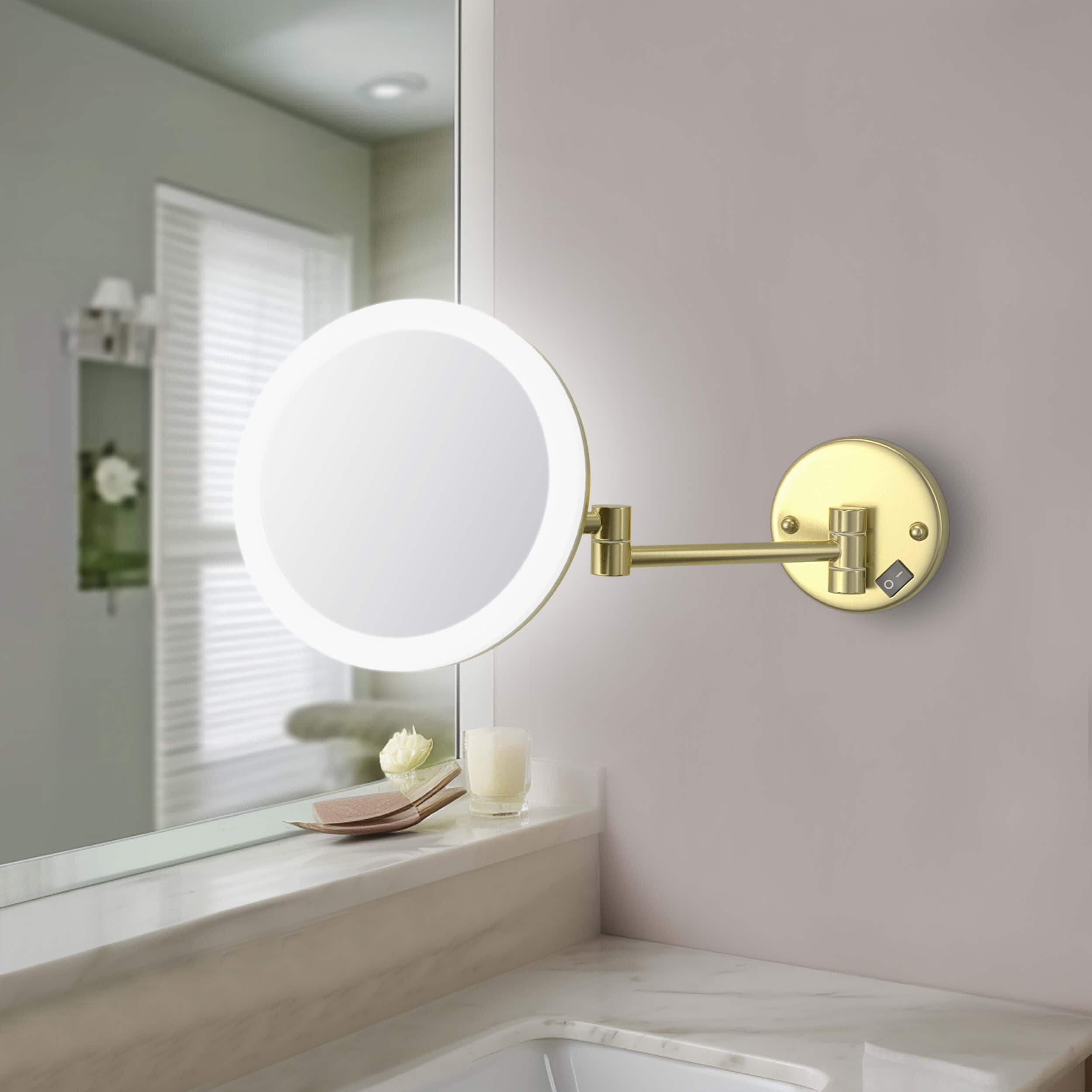 Circular LED Wall Mount One Side 5x Magnifying Make Up Mirror