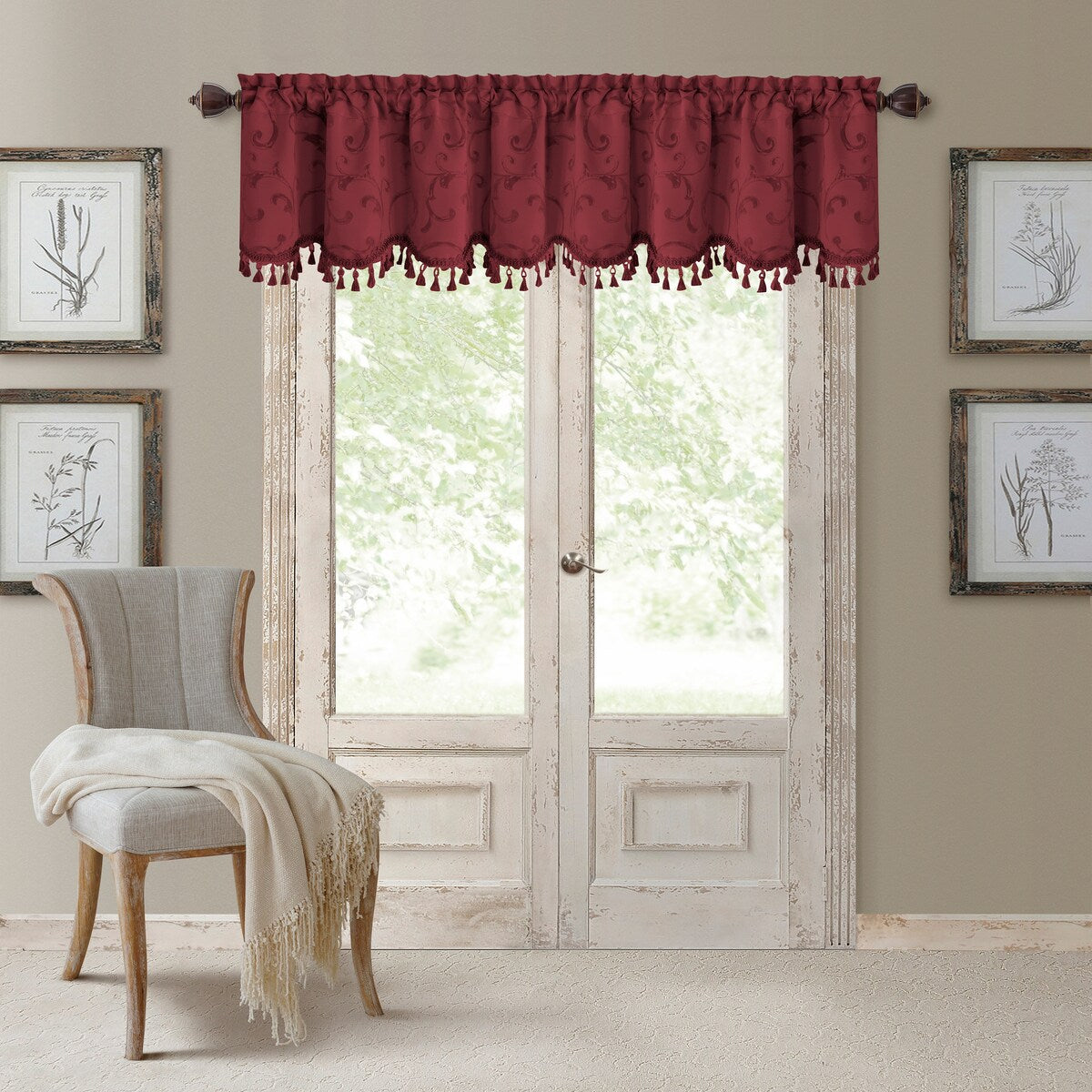 Elrene Mia Jacquard Blackout Scallop Window Valance - 52 w x 19 l