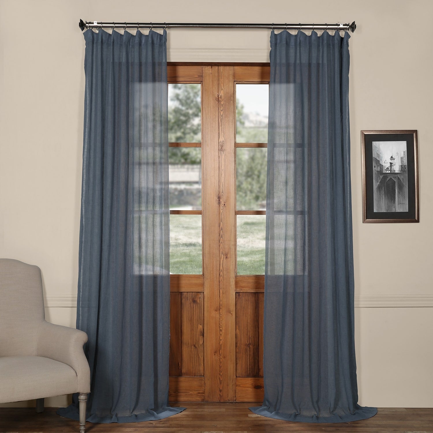 Exclusive Fabrics Solid Faux Linen Sheer Curtain (1 Panel)