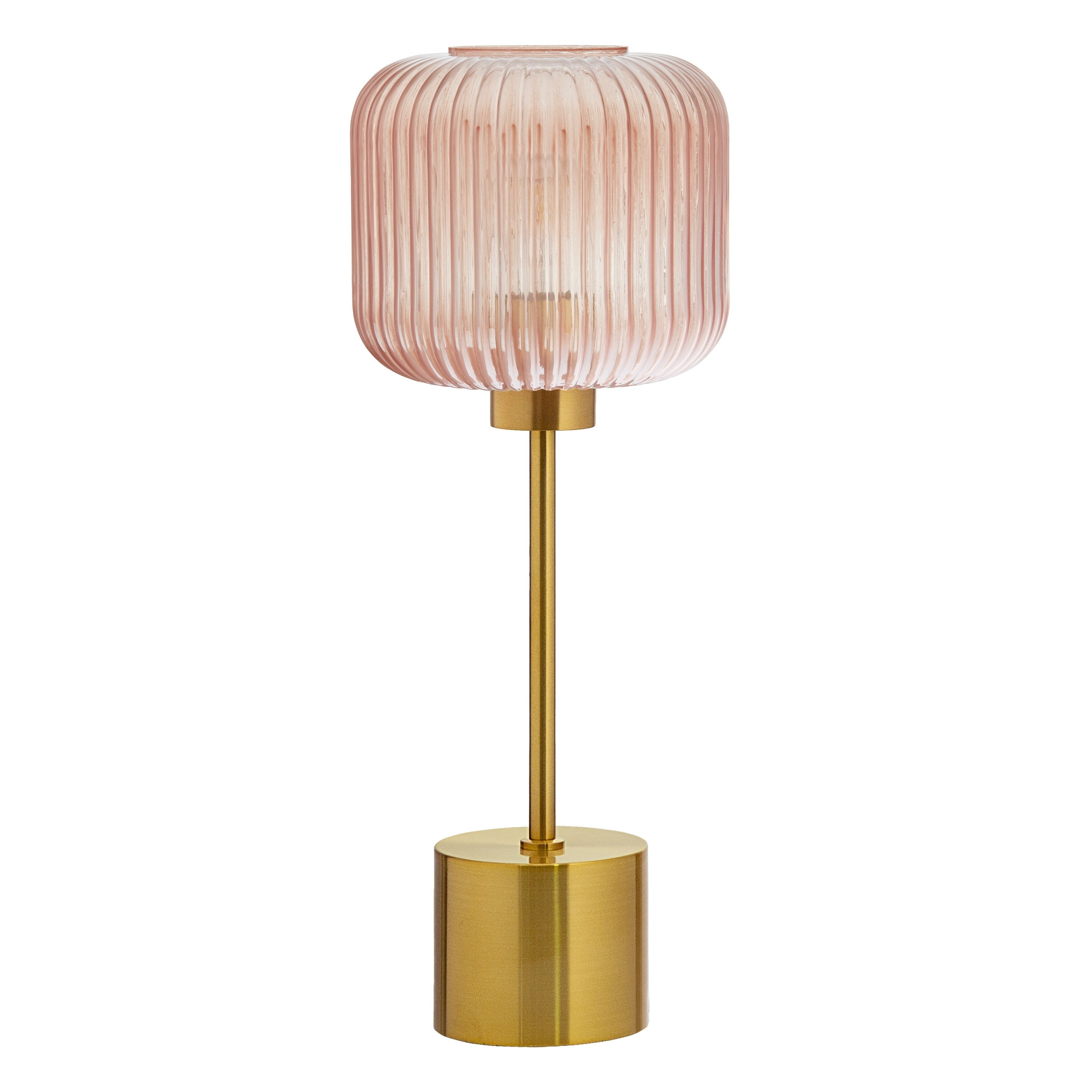 Rowan River of Goods 21.25-Inch Brushed Gold Metal Table Lamp with Glass Shade