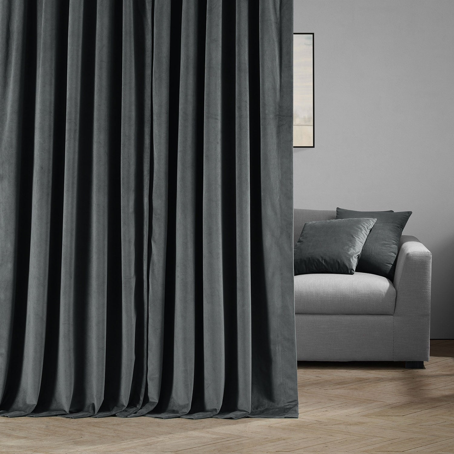 Exclusive Fabrics Signature Extra Wide Blackout Velvet Curtains (1 Panel) - Luxurious Blackout Drapes