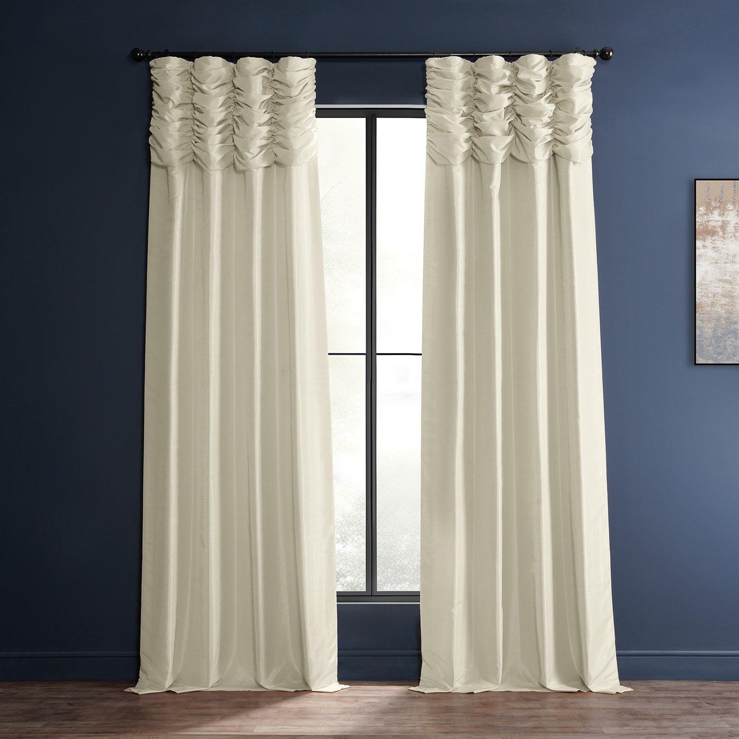 Exclusive Fabric Ruched Textured Faux Dupioni Silk Curtain (1 Panel)