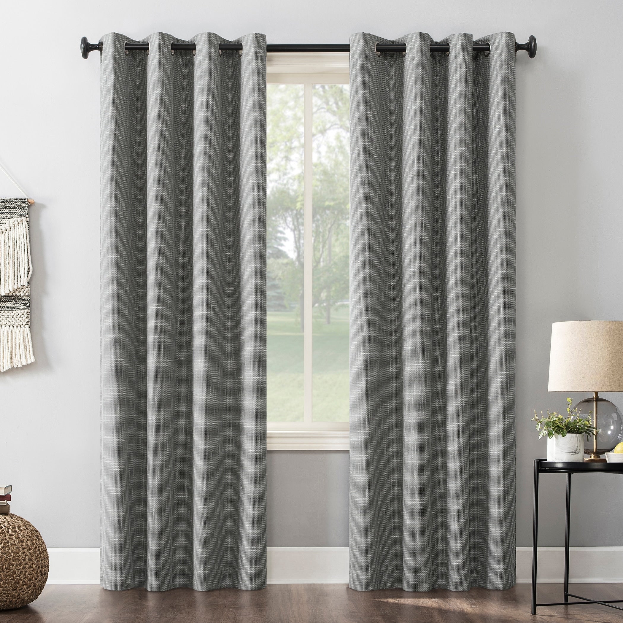 Sun Zero Kline Burlap Weave Thermal Extreme Total Blackout Grommet Curtain Panel, Single Panel