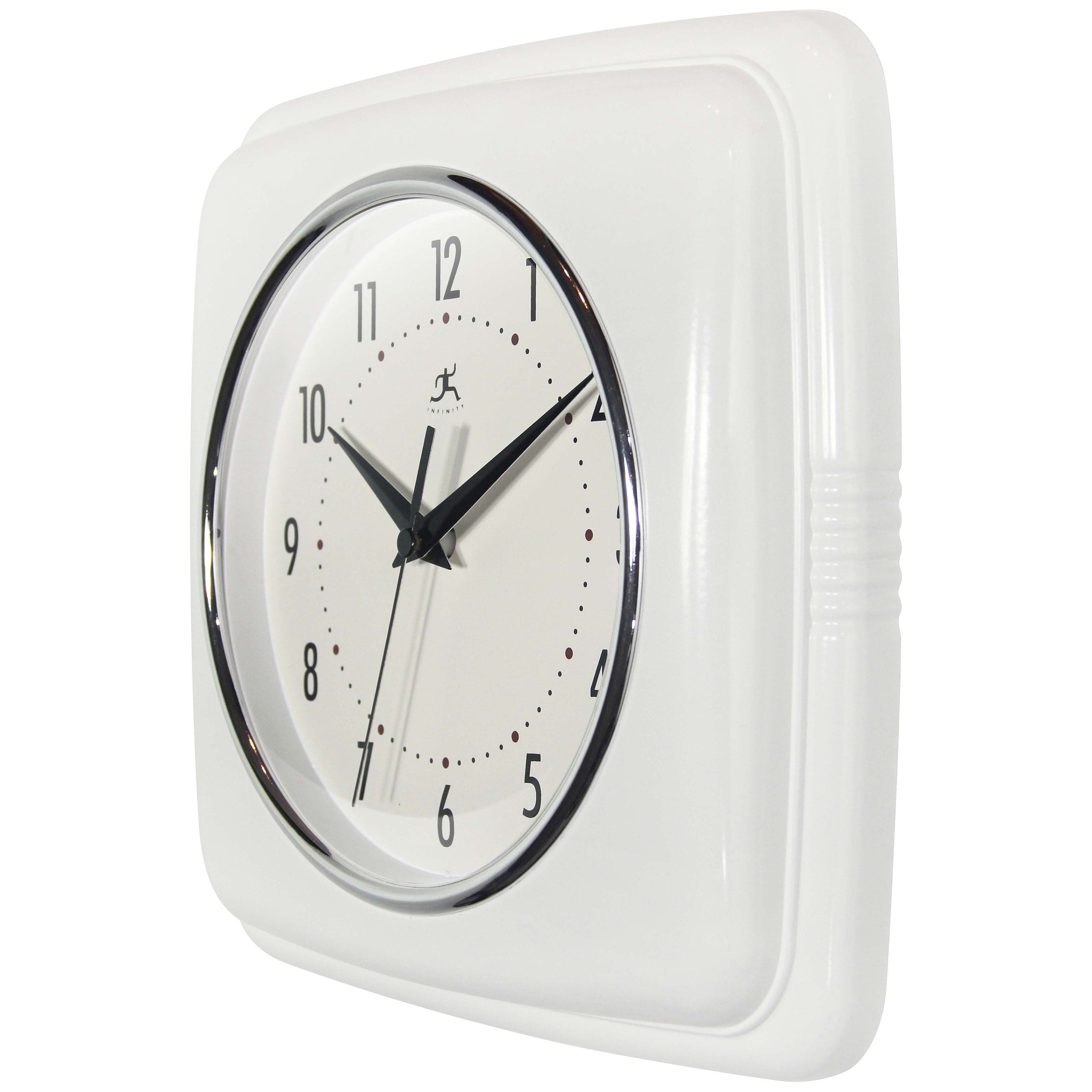 Infinity Instruments Retro 9.25-inch Square Wall Clock - 9.25 x 1.875 x 9.5