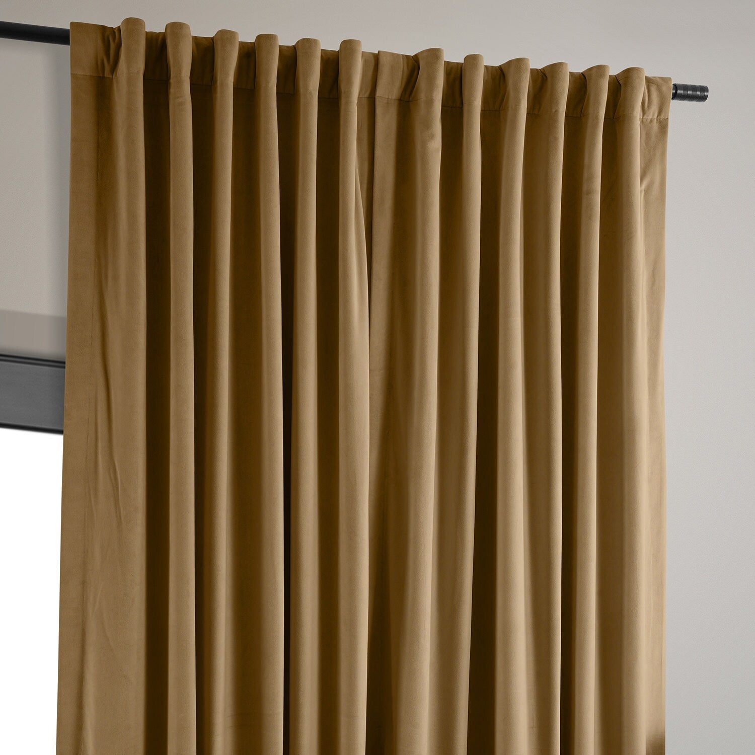 Exclusive Fabrics Signature Extra Wide Amber Gold Velvet Blackout Curtain (1 Panel) - Luxurious Blackout Drapery