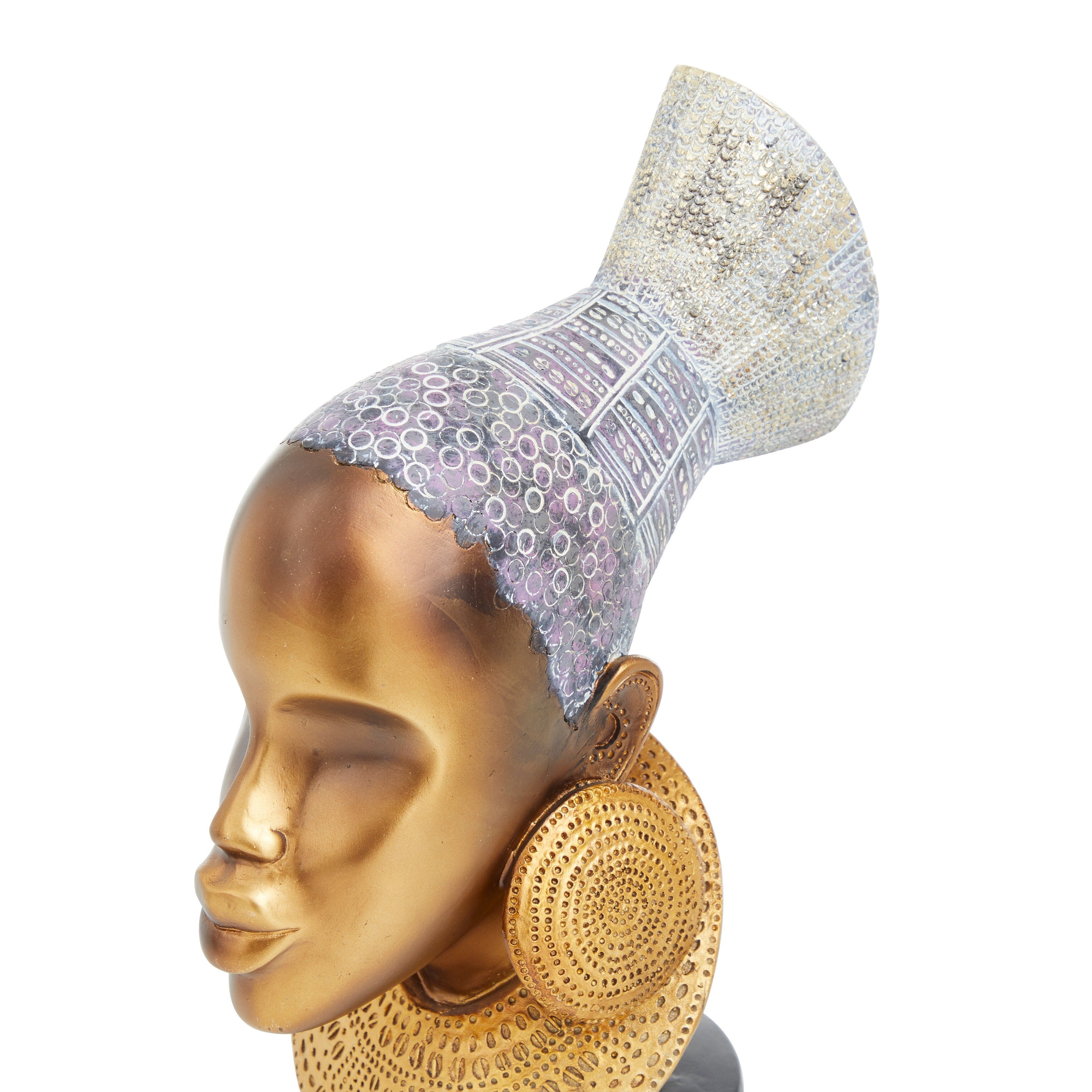 Captivating Polystone African Woman Sculpture (Set of 2) - Black or Gold