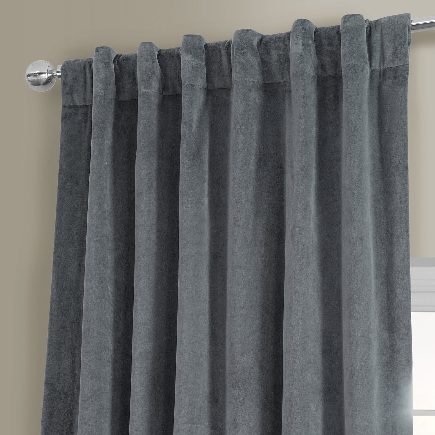 Exclusive Fabrics Natural Grey Velvet Blackout Curtain (1 Panel)