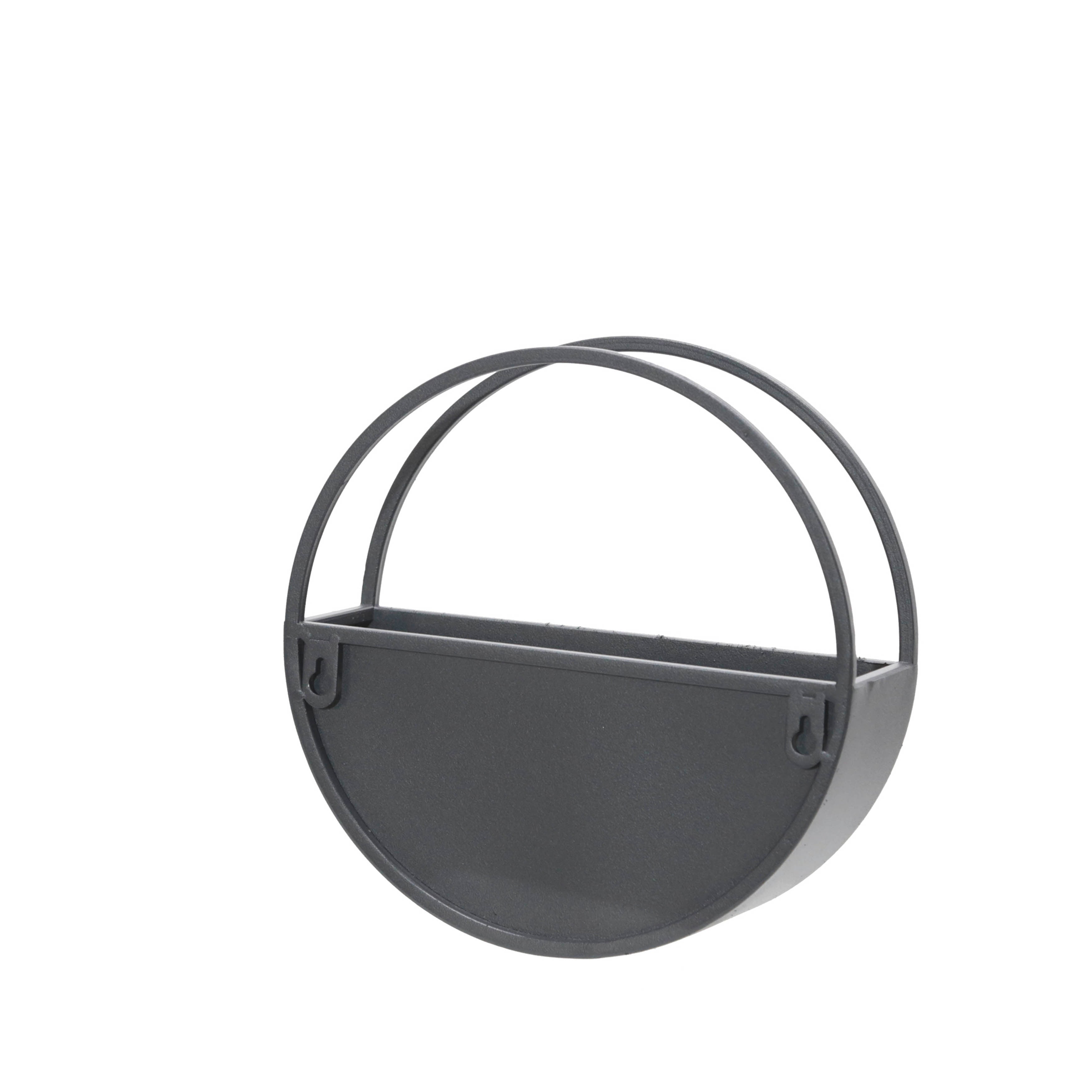 Sagebrook Home Modern Set of 2 Metal Round Wall Planters Black Iron Plant Holders for Indoor/Outdoor - 12 x 4 x 12