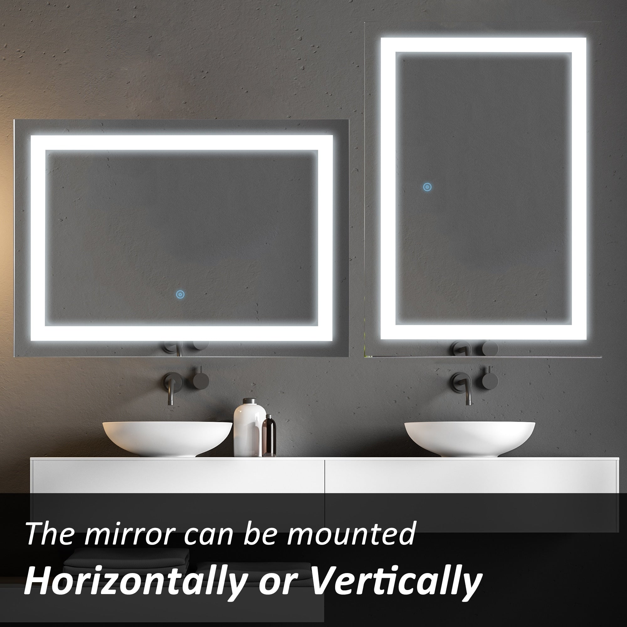 HOMCOM 28 LED Illuminated Bathroom Wall Vanity Mirror with Outline LEDs, Adjustable Horizontally or Vertically, Silver