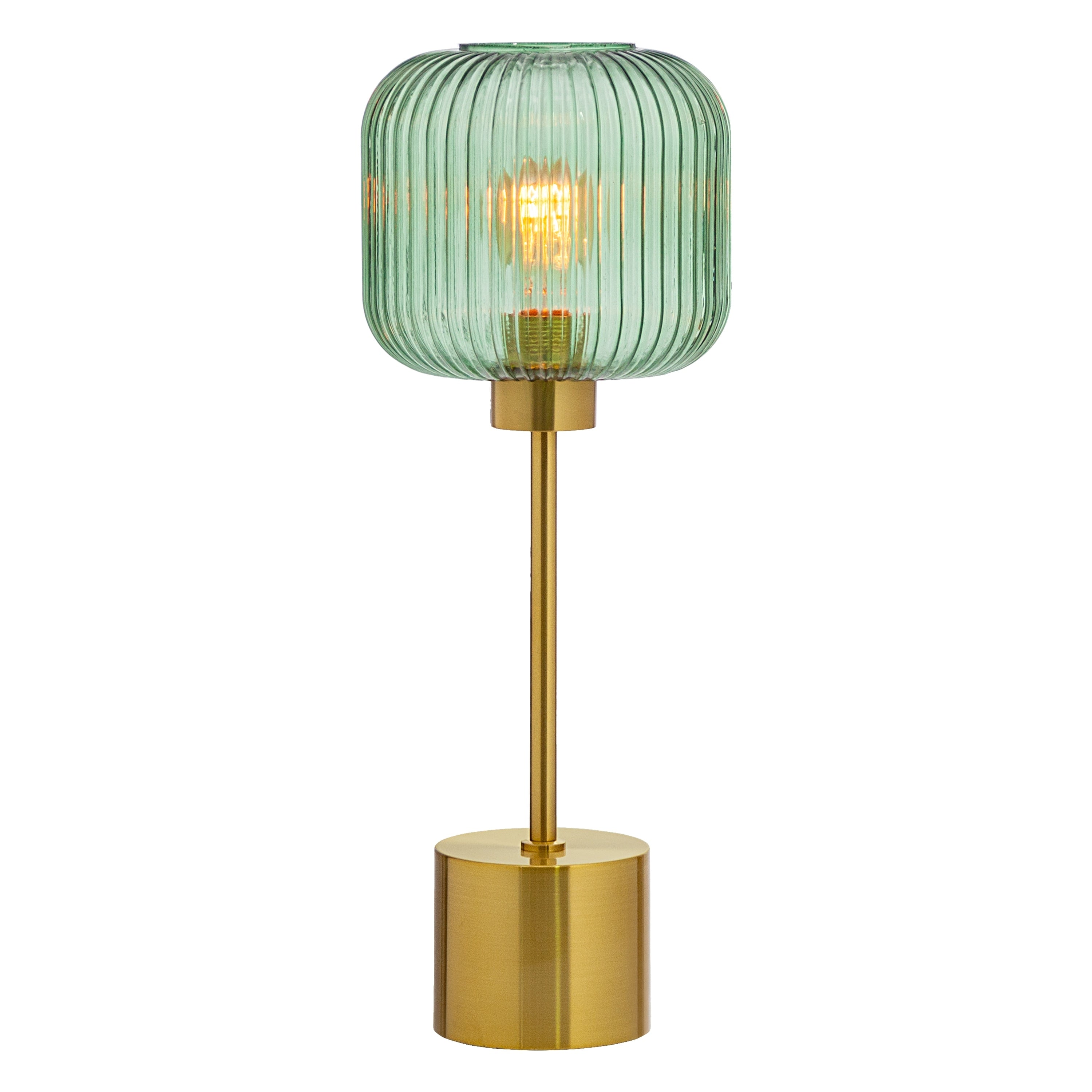 Rowan River of Goods 21.25-Inch Brushed Gold Metal Table Lamp with Glass Shade