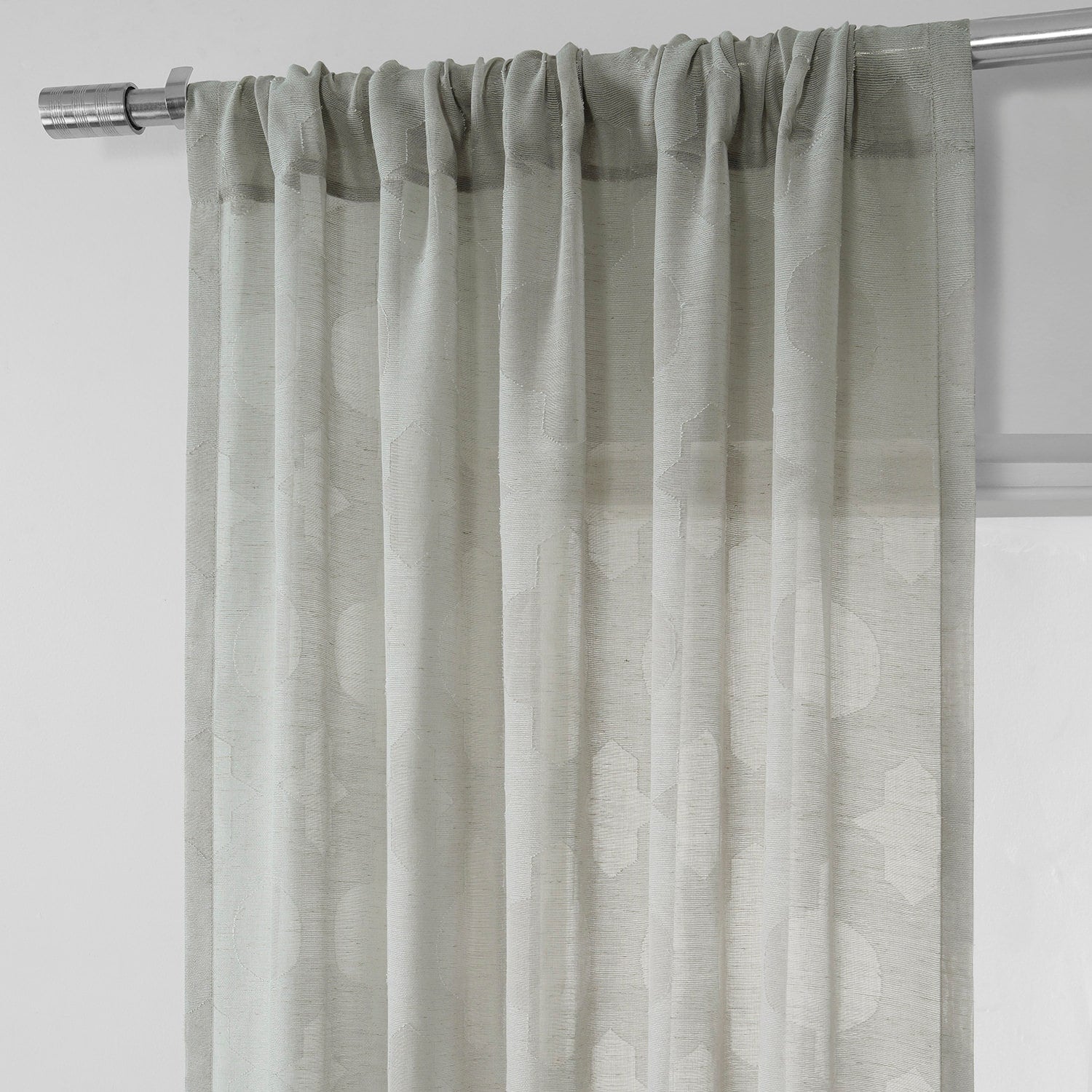 Exclusive Fabrics Calais Tile Patterned Faux Linen Sheer Curtain