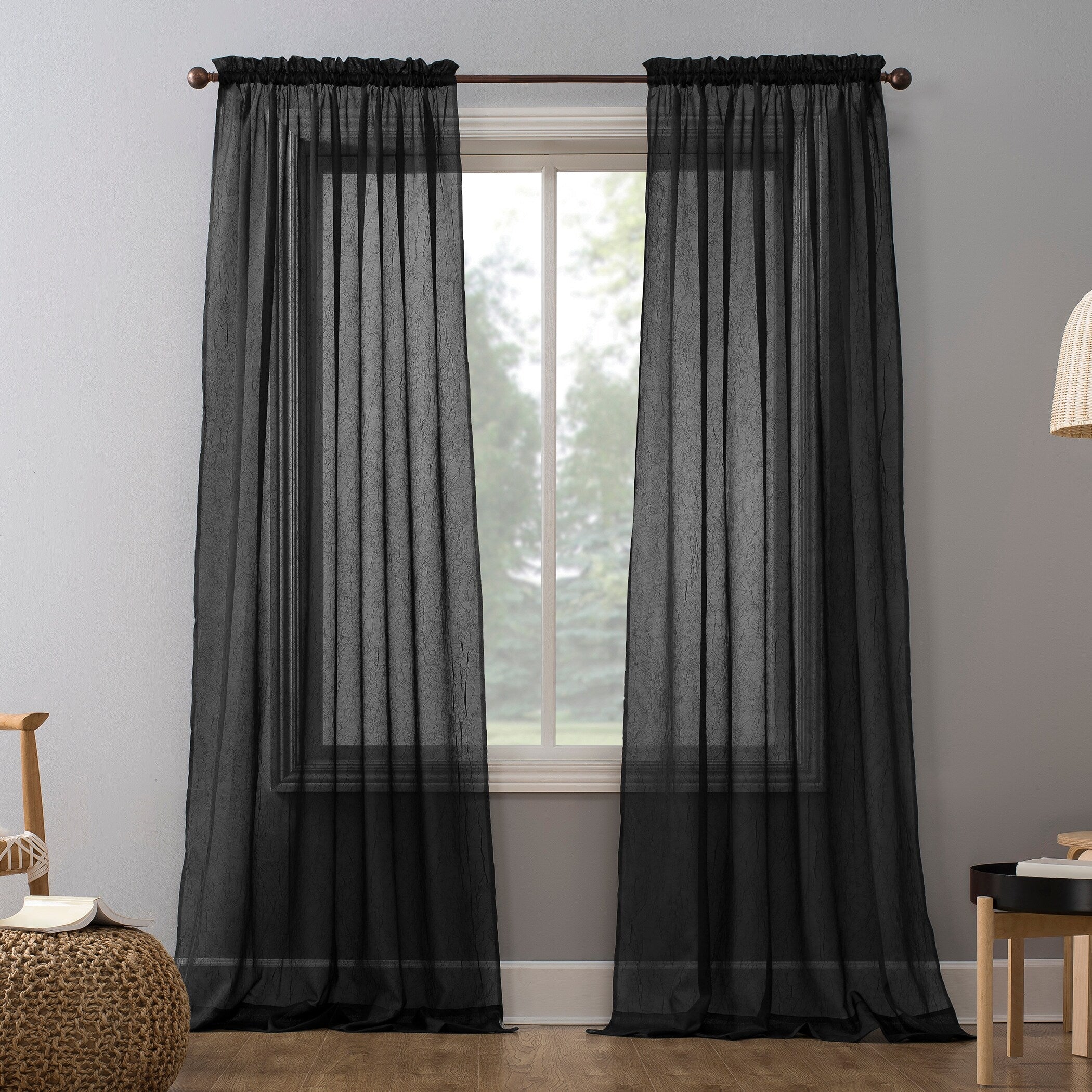 No. 918 Erica Crushed Voile Sheer Rod Pocket 1-Piece Curtain Panel, Single Panel