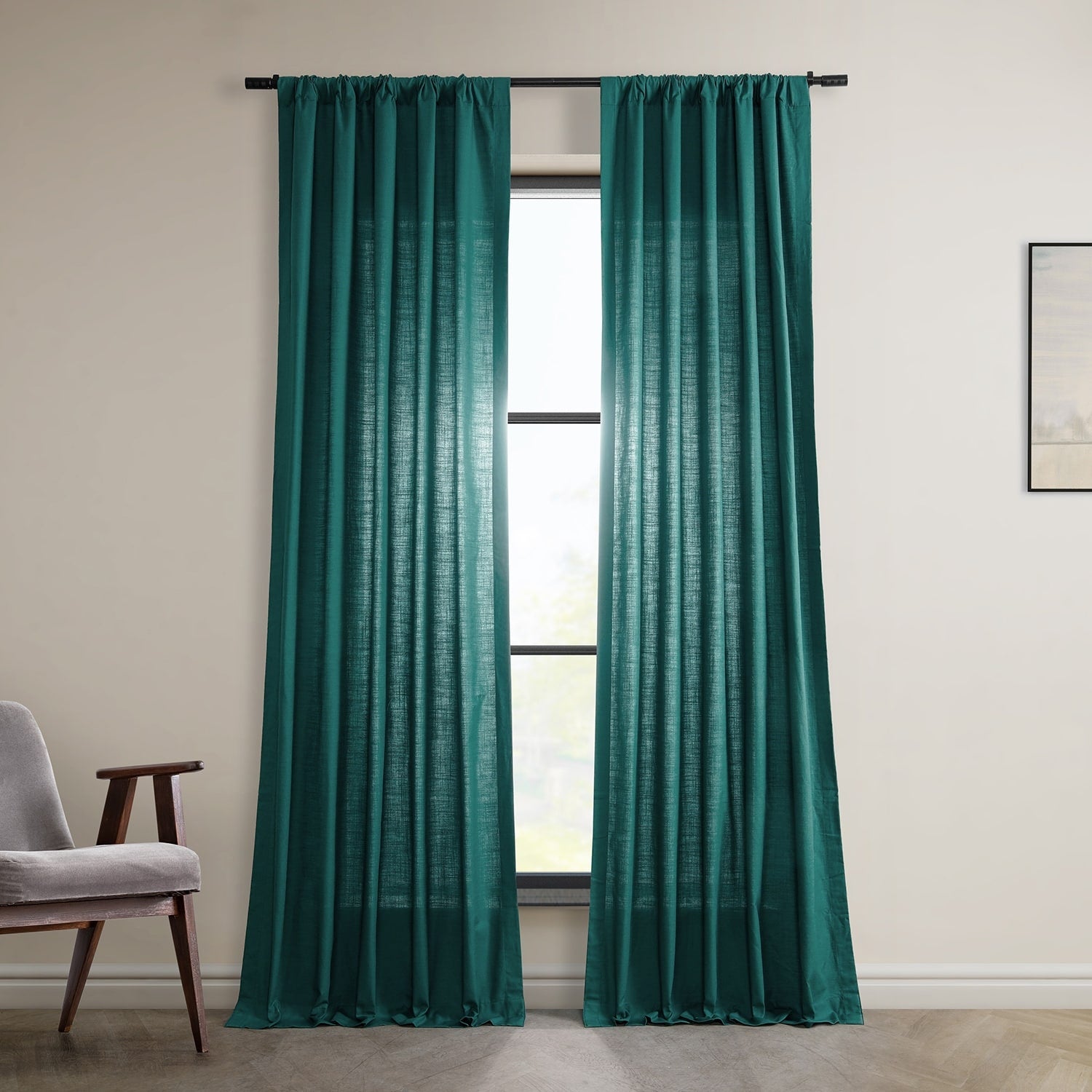 Exclusive Fabrics Dune Textured Solid Cotton Curtain Pair (2 Panels)