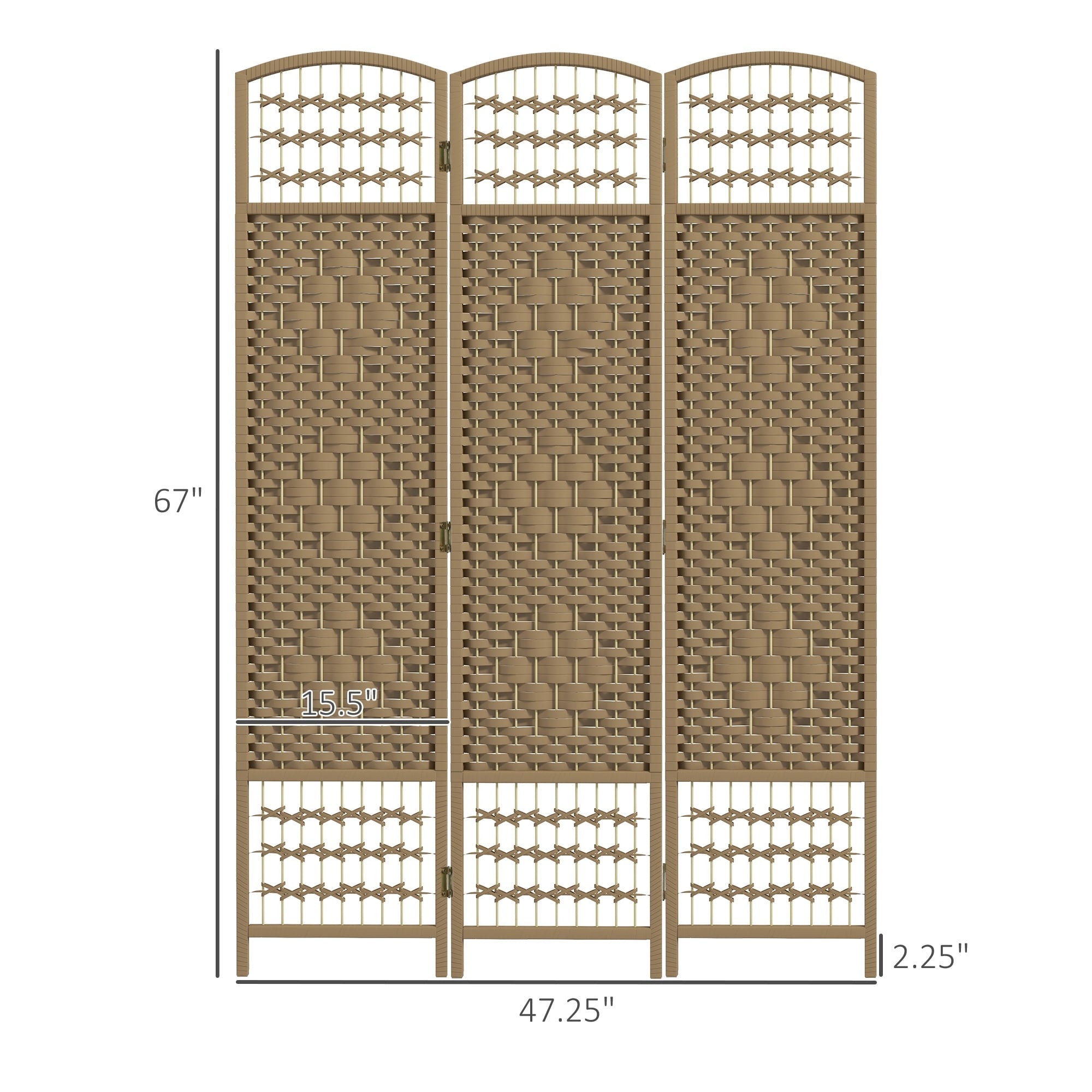 HOMCOM Panel Room Divider, 5.6 Ft Tall Folding Privacy Screen, Wave Fiber Freestanding Partition Wall Divider, White