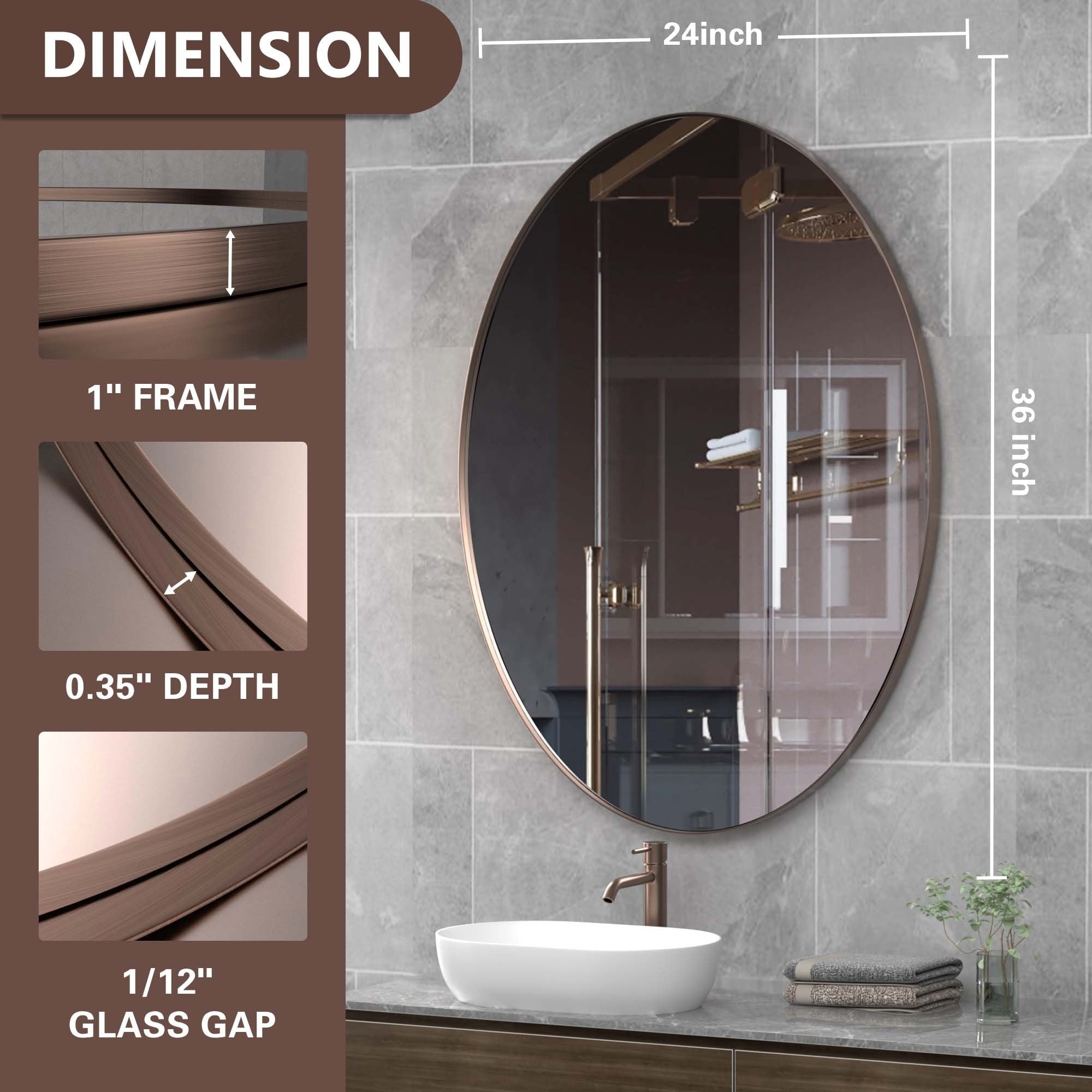 Wall Mirror Bathroom Mirror with Stainless Steel Frame (1 Piece)