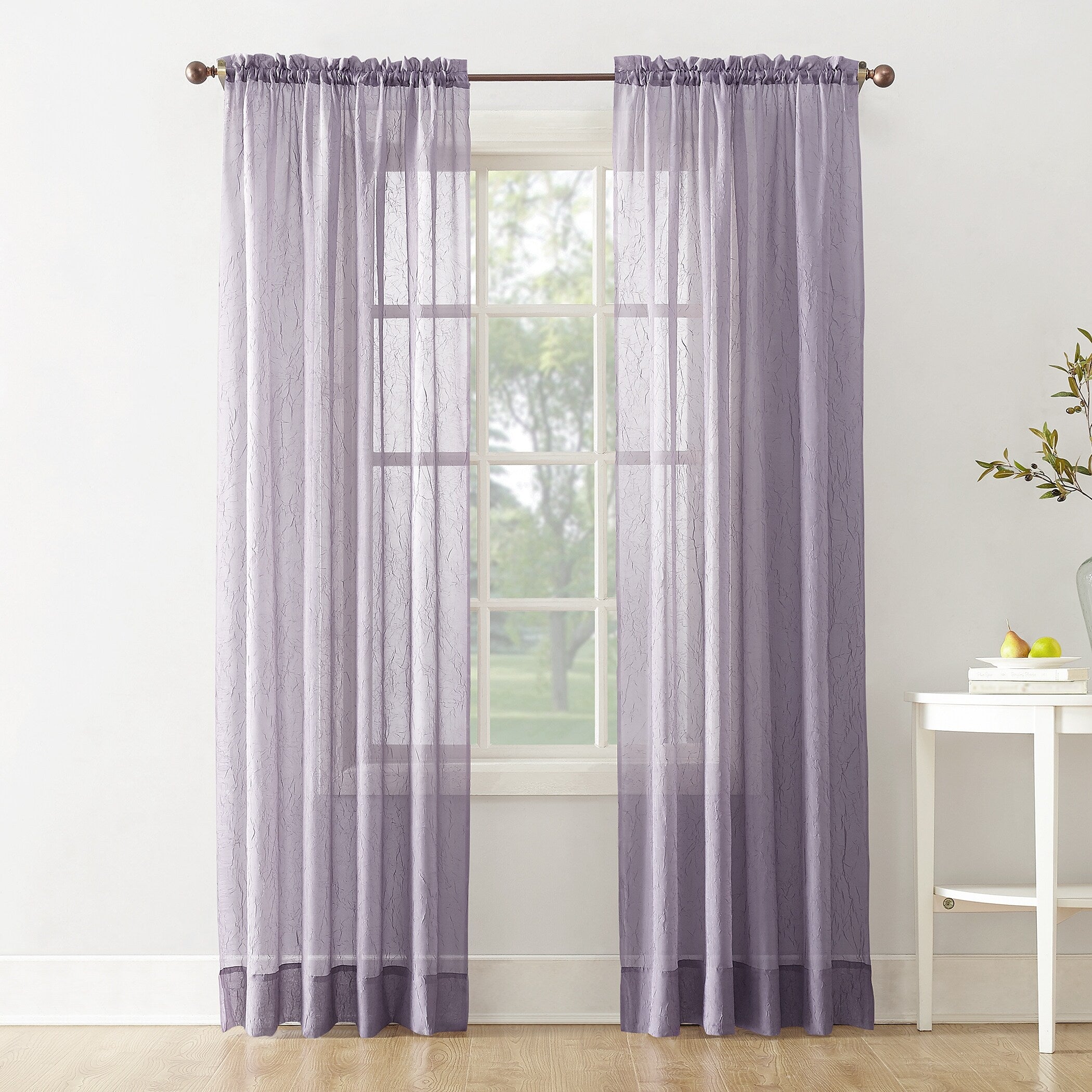 No. 918 Erica Crushed Voile Sheer Rod Pocket 1-Piece Curtain Panel, Single Panel