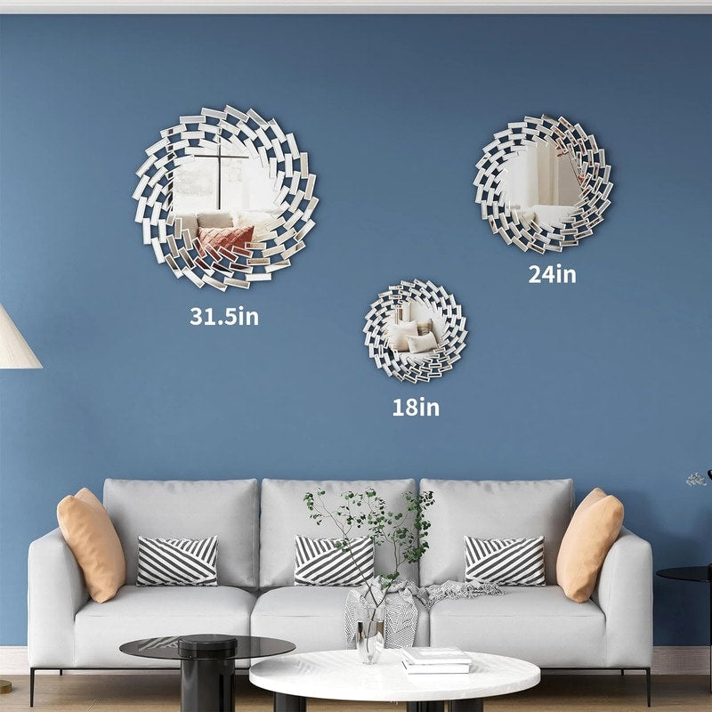 Sunburst Shape Wall Mirror Round Accent Mirror