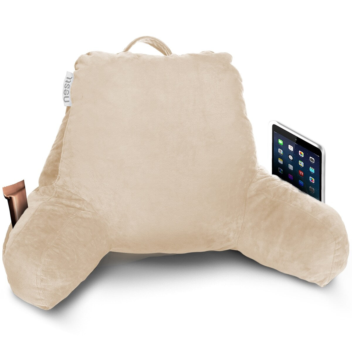 Nestl Memory Foam Reading Pillow with Backrest, Arms and Pockets