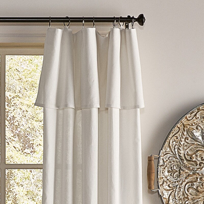 Mercantile Drop Cloth Light Filtering Ring Top Tab Farmhouse Curtain Panel with Valance