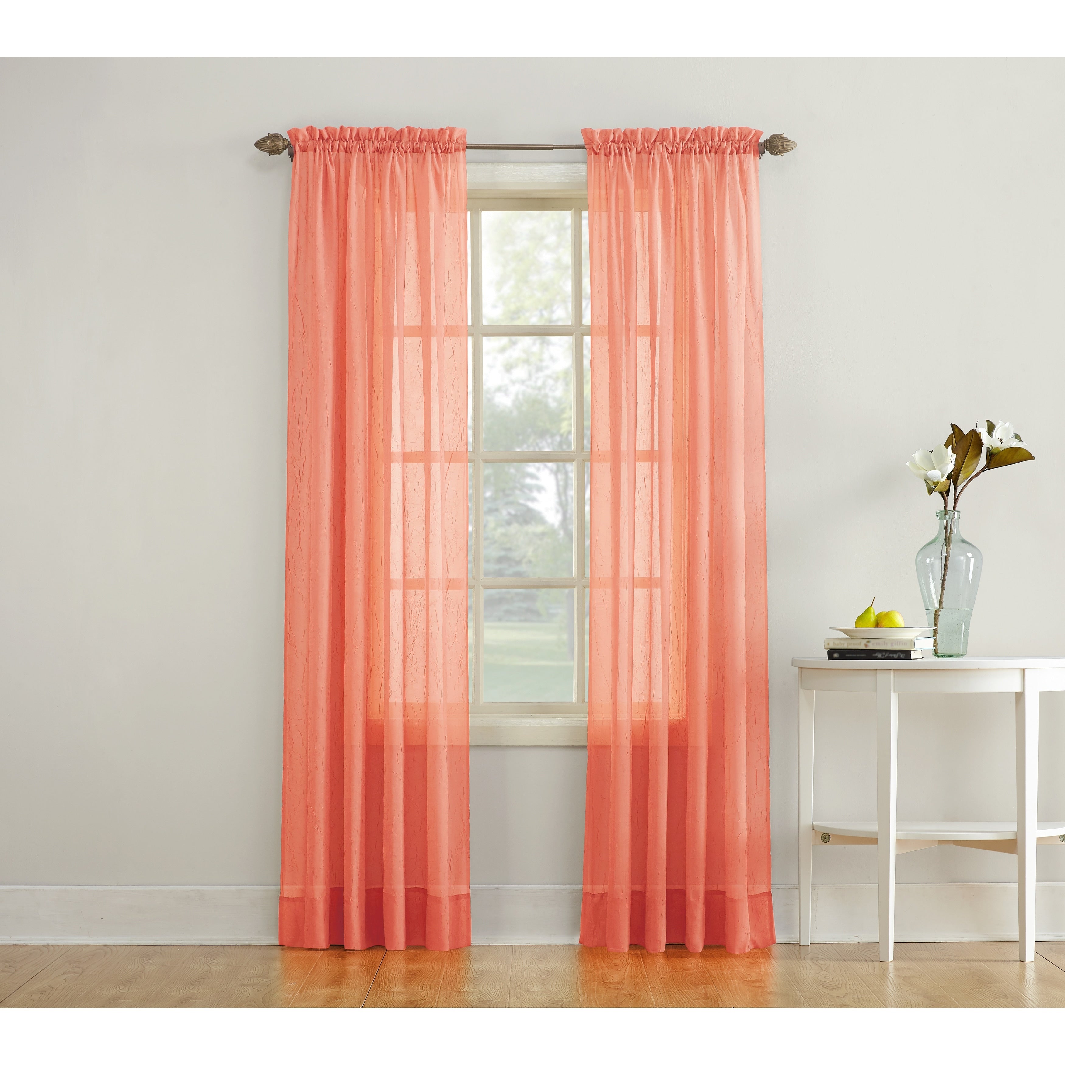 No. 918 Erica Crushed Voile Sheer Rod Pocket 1-Piece Curtain Panel, Single Panel