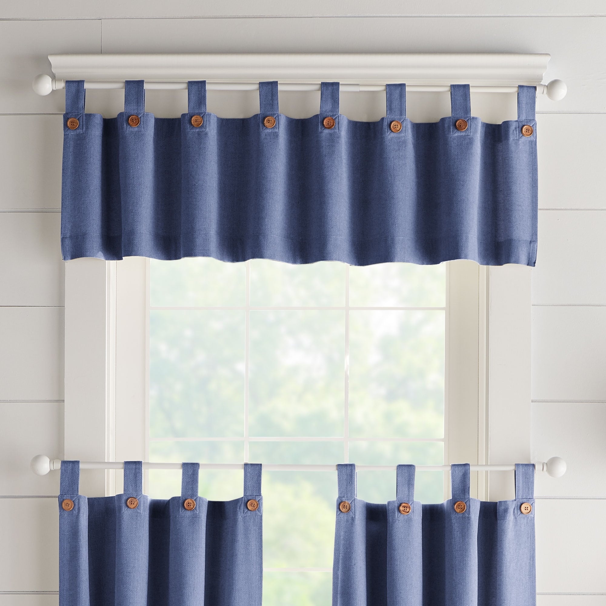 Tucker Solid Button Window Kitchen Curtain Valance