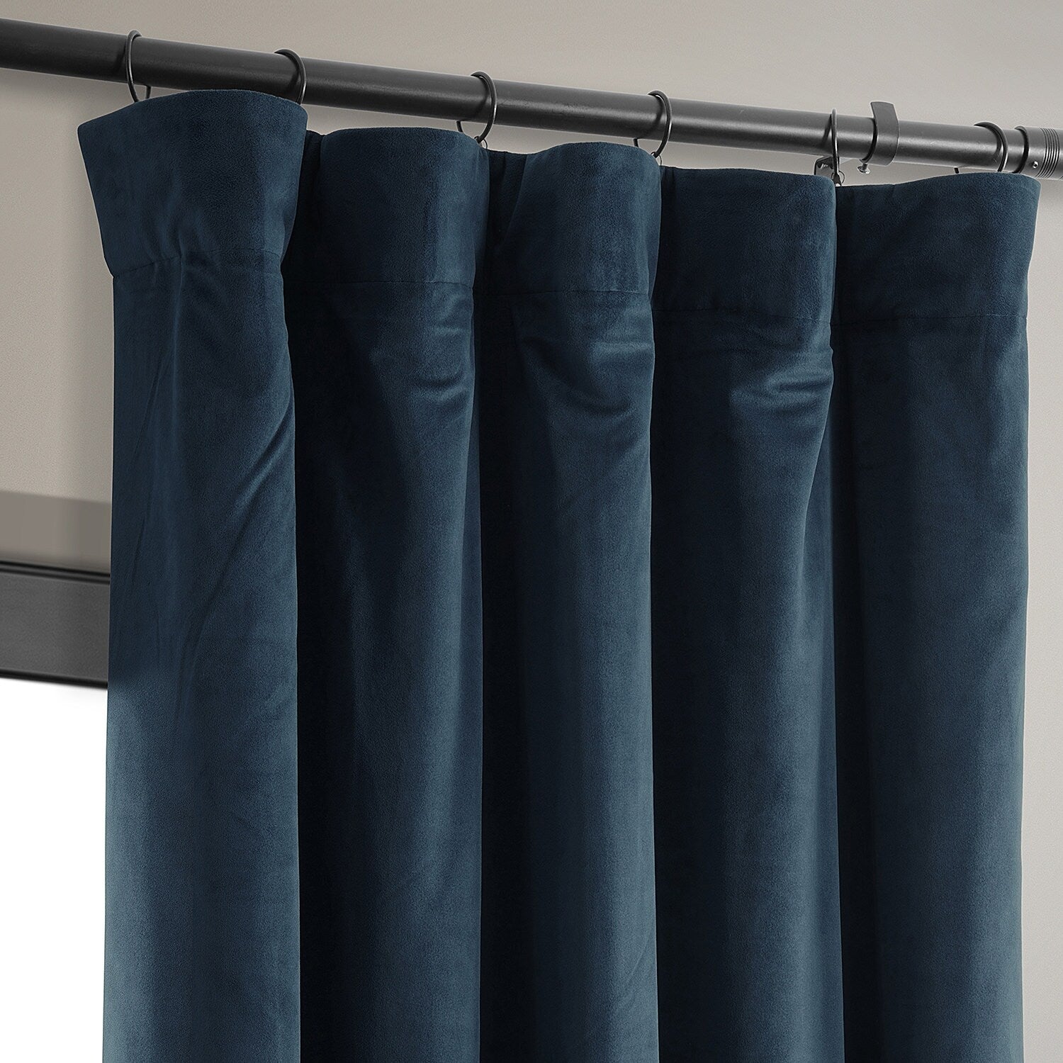 Exclusive Fabrics Signature Midnight Blue Velvet Blackout Curtain Panel